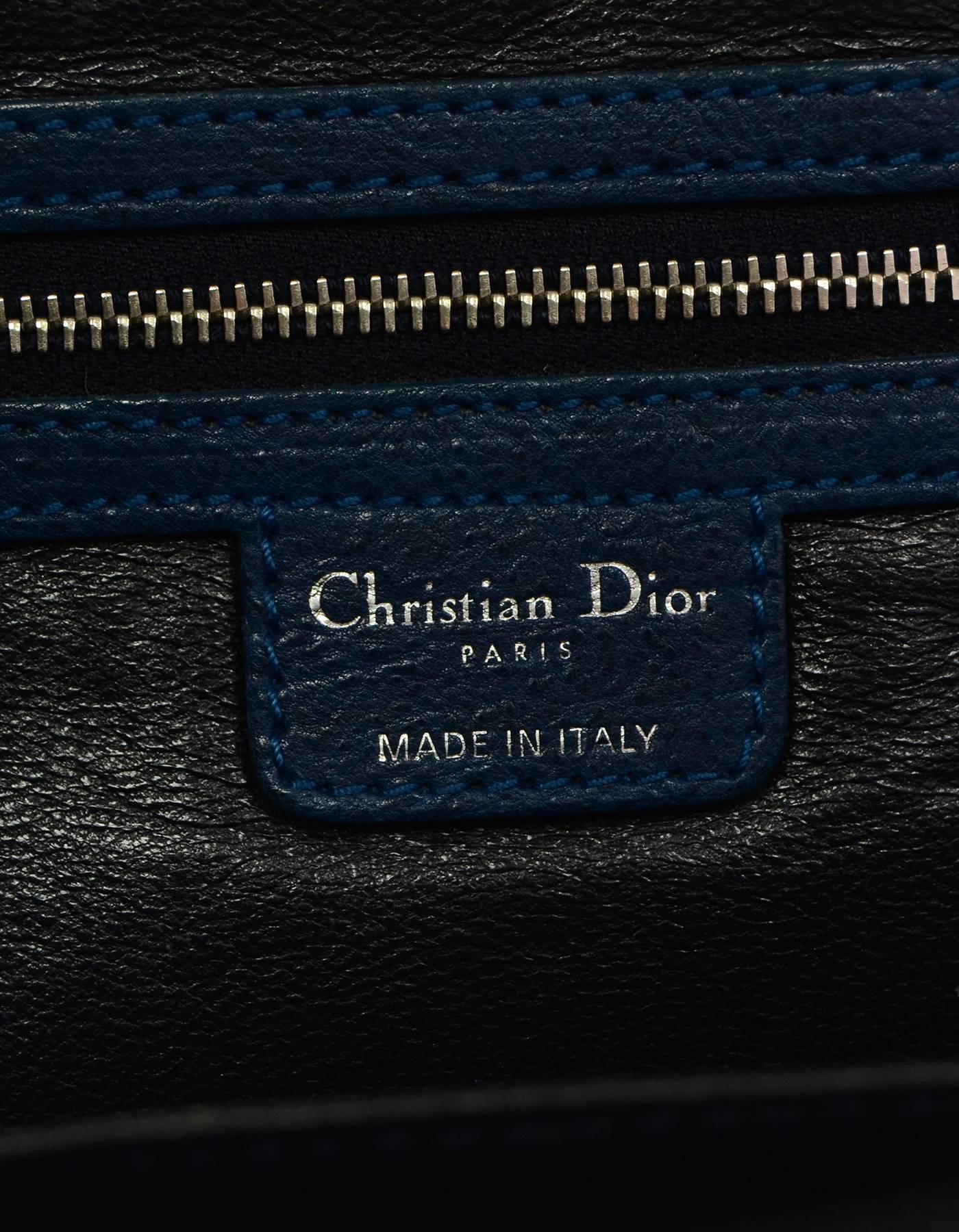 Christian Dior Blue Leather Bowler Bag 2