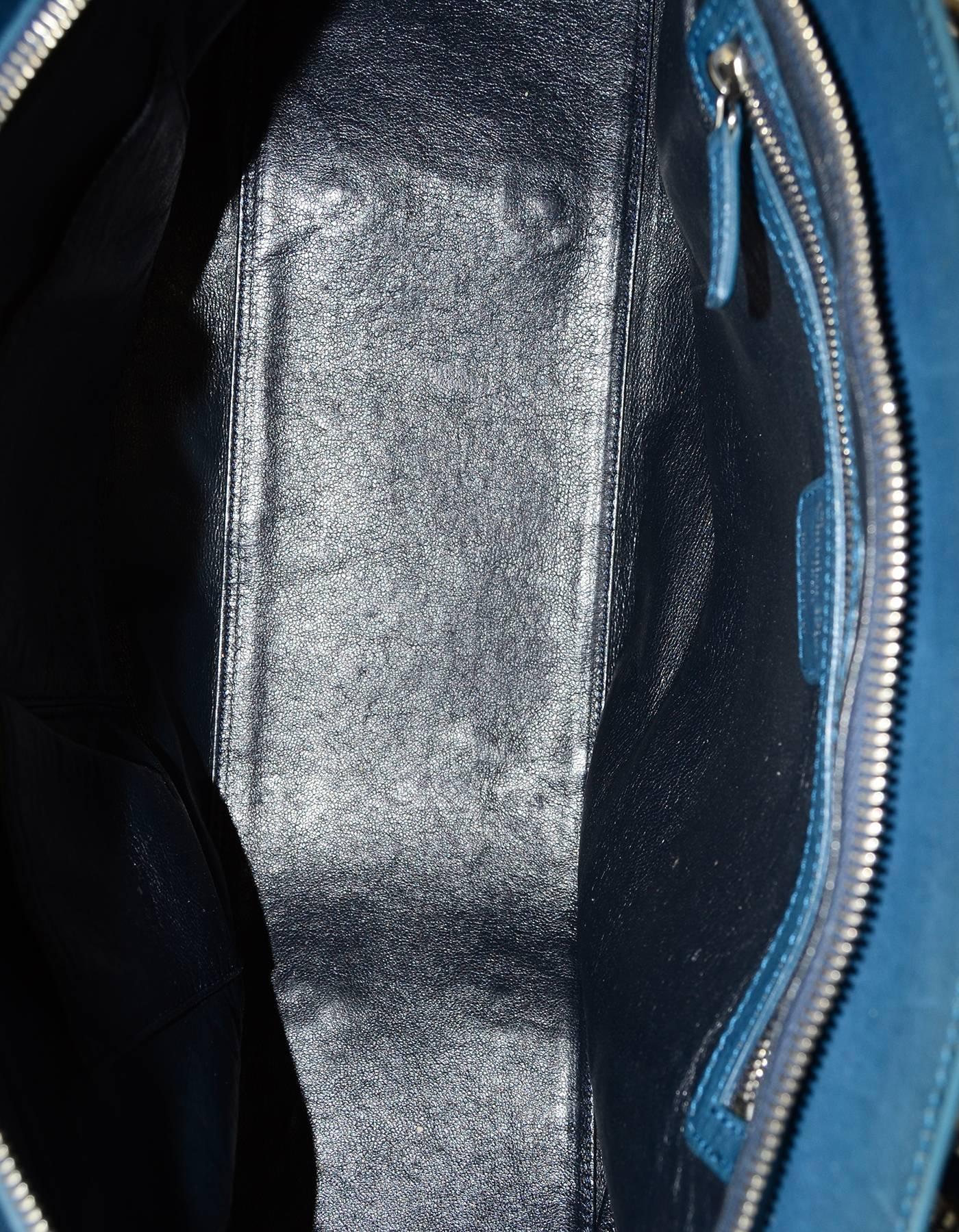Women's Christian Dior Blue Leather Bowler Bag
