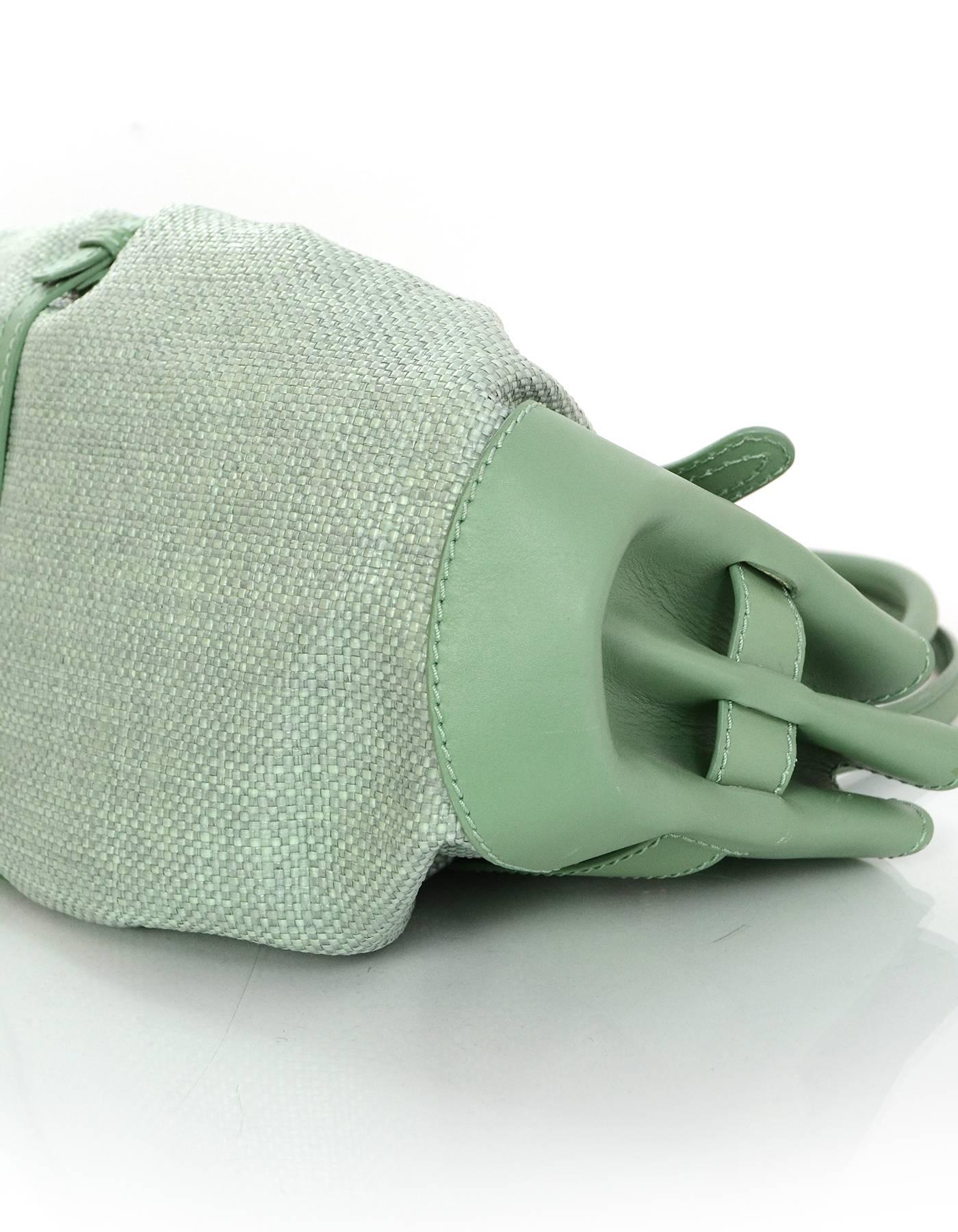 Jimmy Choo Moss Green Raffia Tulita Bag In Excellent Condition In New York, NY