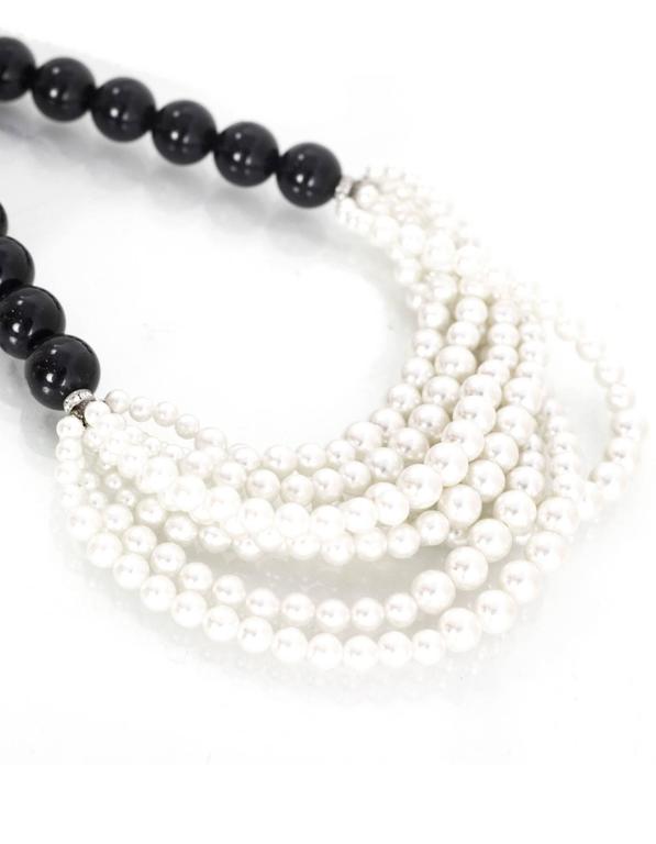 Valentino Night Multi-Strand Faux Pearl and Black Beaded Necklace For ...