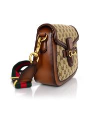 Gucci Brown Classic GG Monogram Canvas Medium Lady Web Crossbody Bag