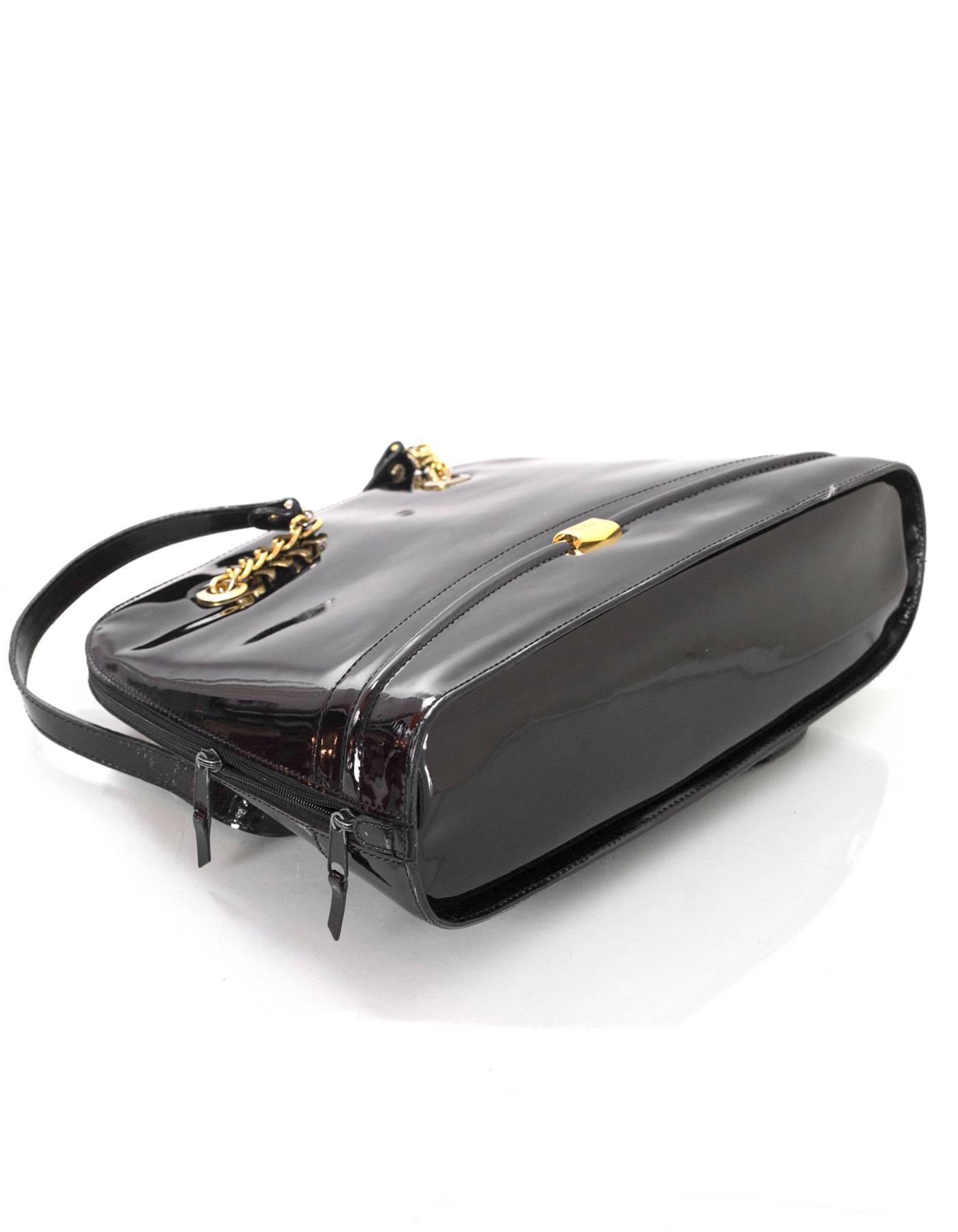 Women's Bally Black Patent Leather Shoulder Bag