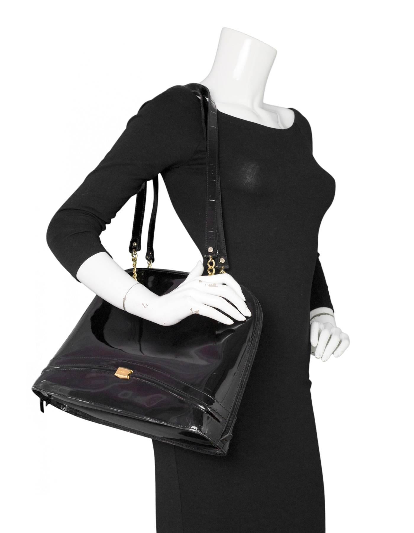 black patent shoulder bag