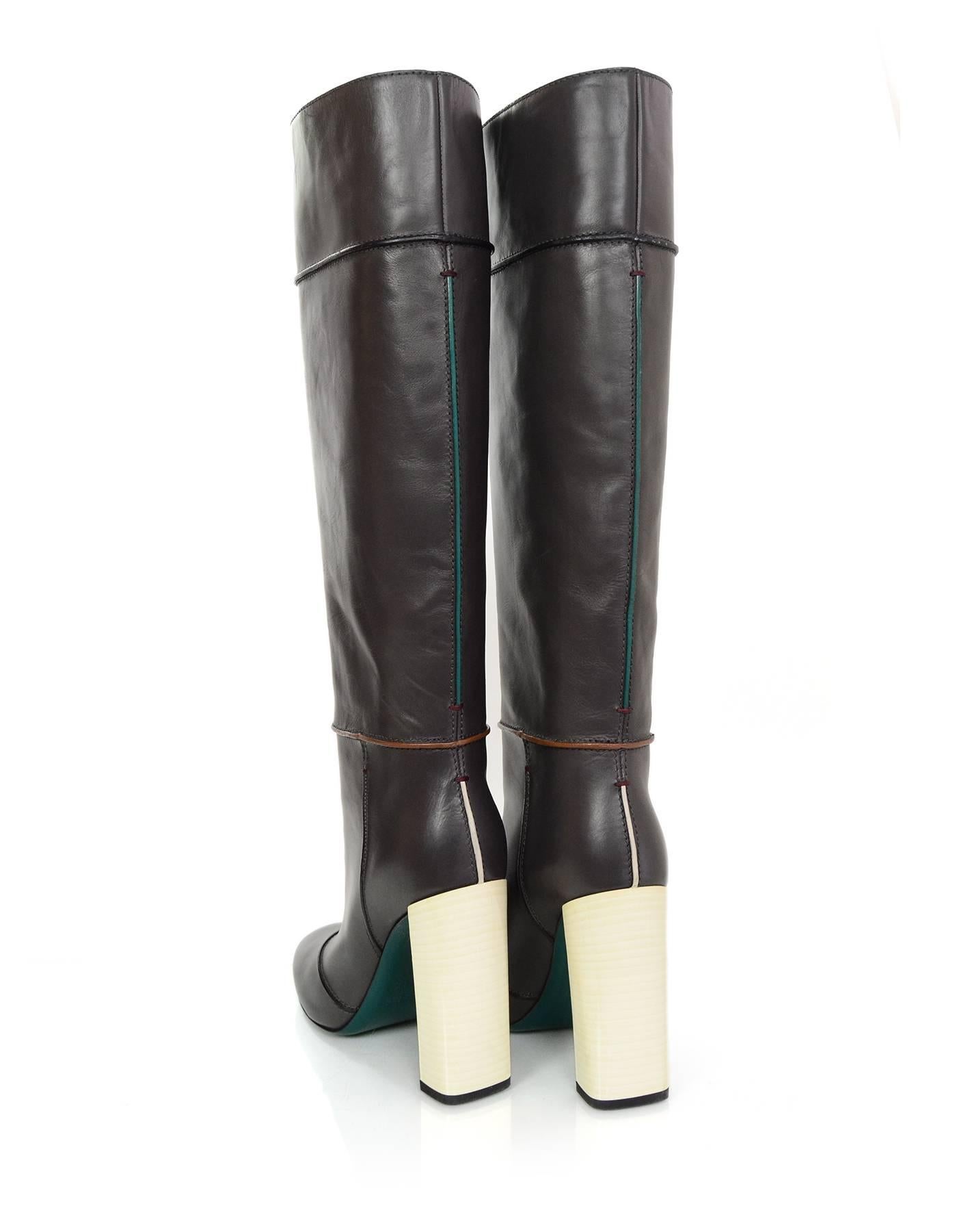 Women's Fendi Grey Leather Mikado Knee High Boots sz 39 w/2 DB rt. $1, 550