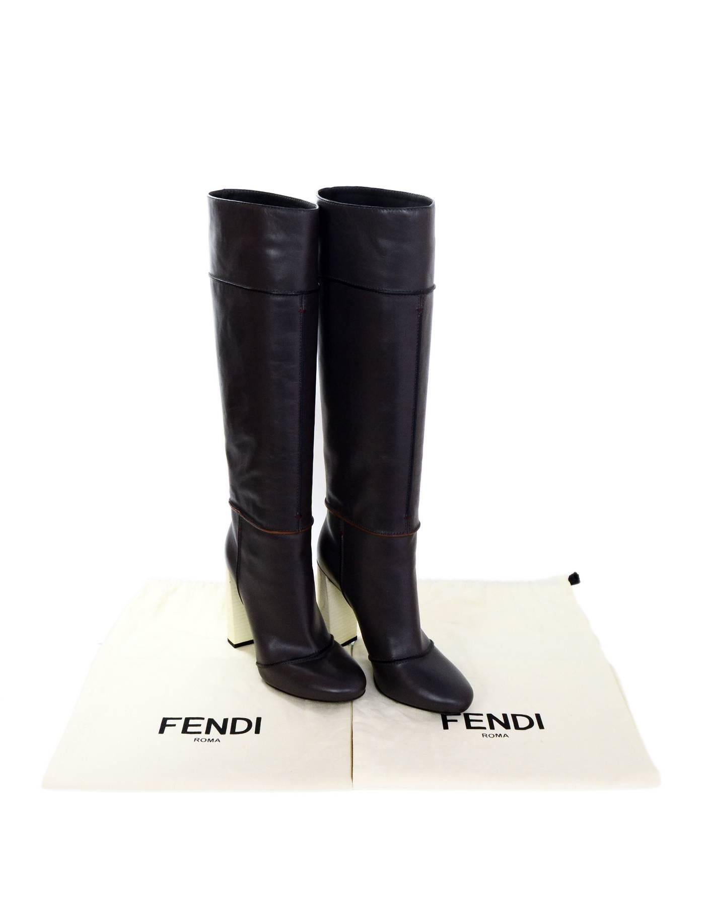 Fendi Grey Leather Mikado Knee High Boots sz 39 w/2 DB rt. $1, 550 2