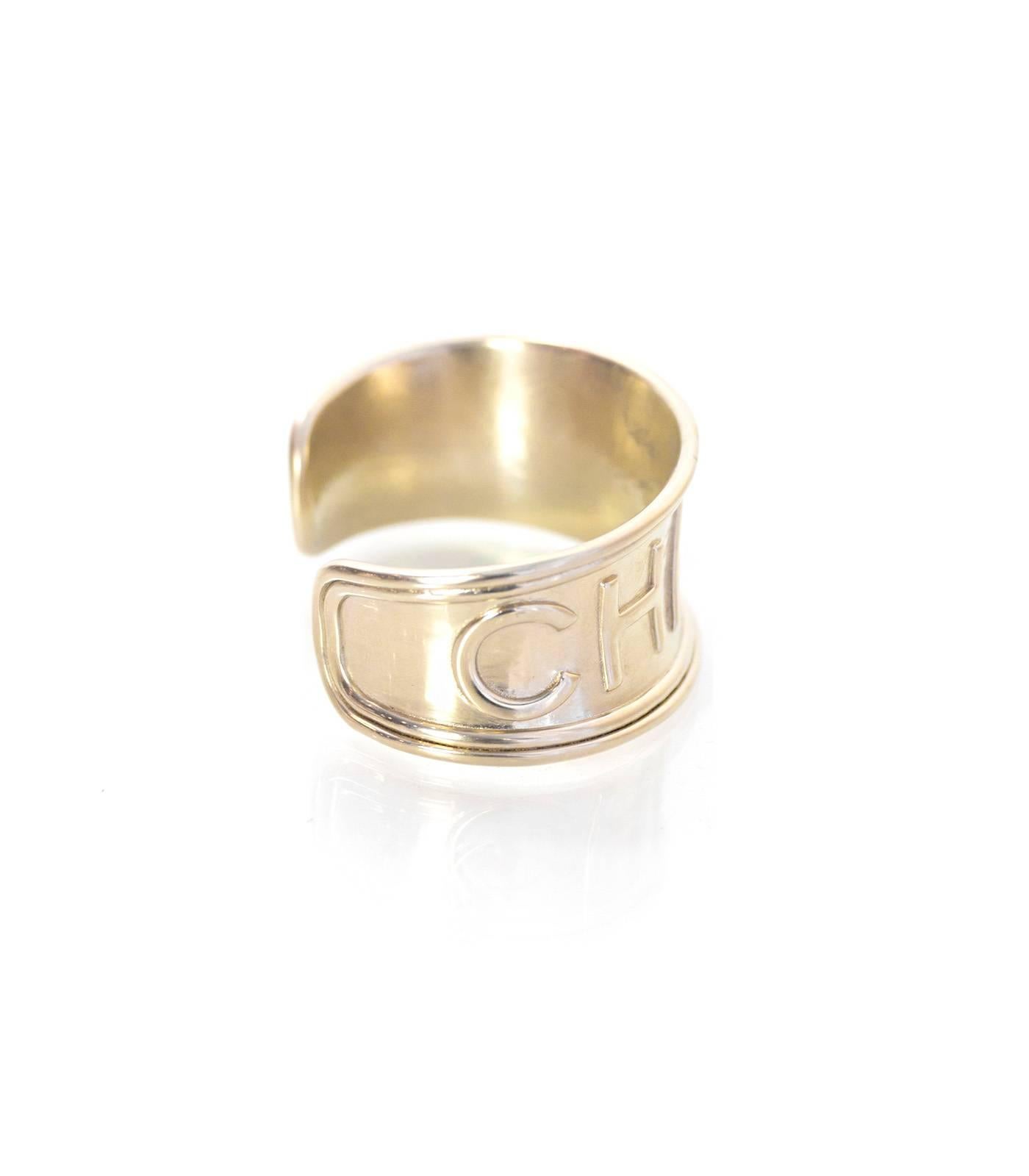 Women's Chanel 2016 Goldtone Logo Name Cuff Bracelet 