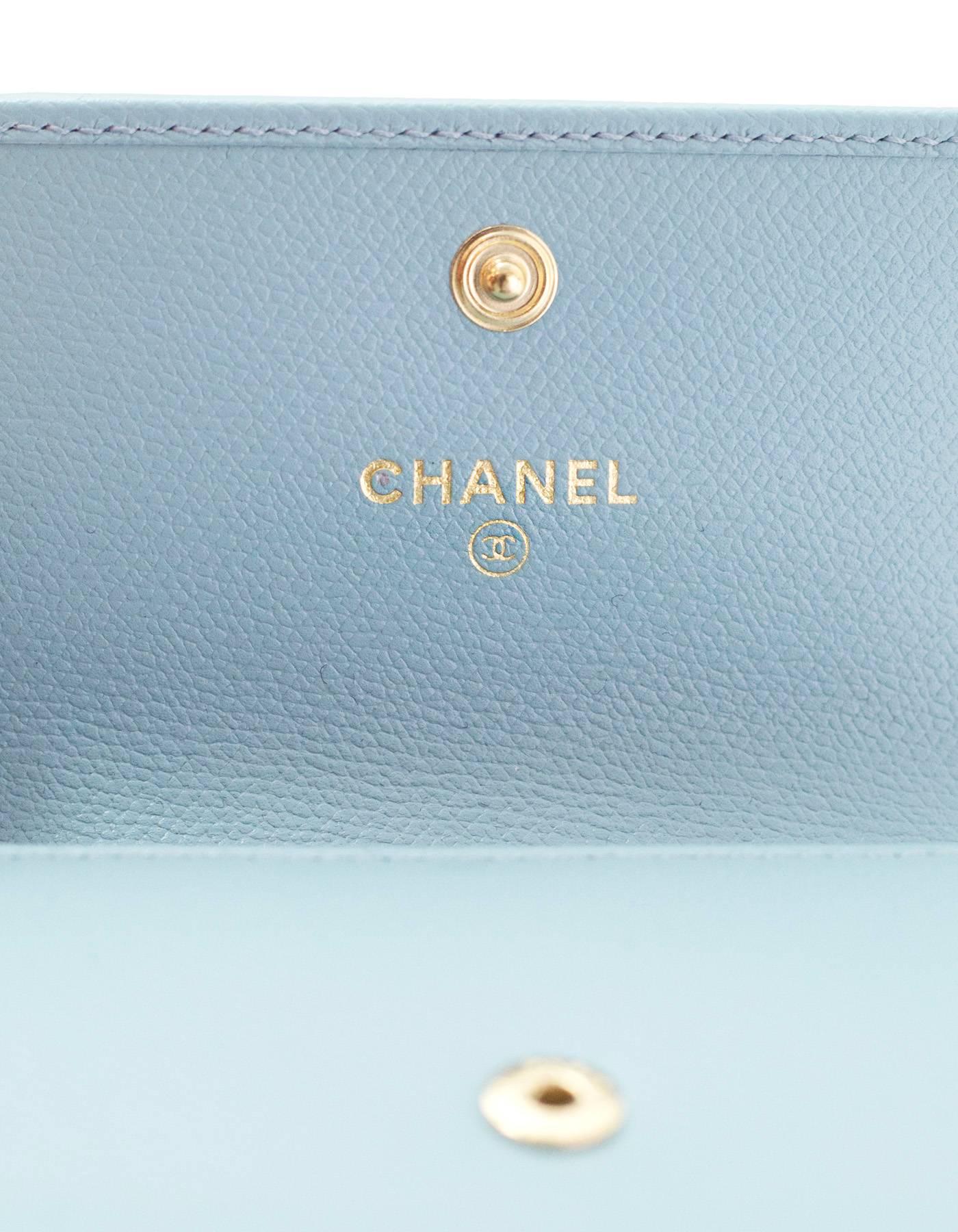 Chanel Light Blue Leather Double Snap Short Wallet 2