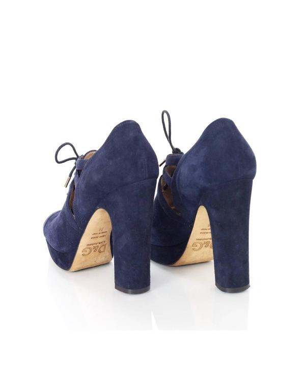 D&G Navy Suede Lace Up Platform Pumps sz 39 For Sale at 1stDibs