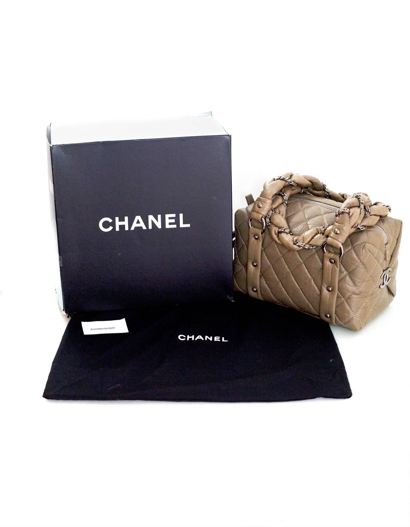 Chanel Taupe Quilted Leather Lady Braid Satchel Bag 4
