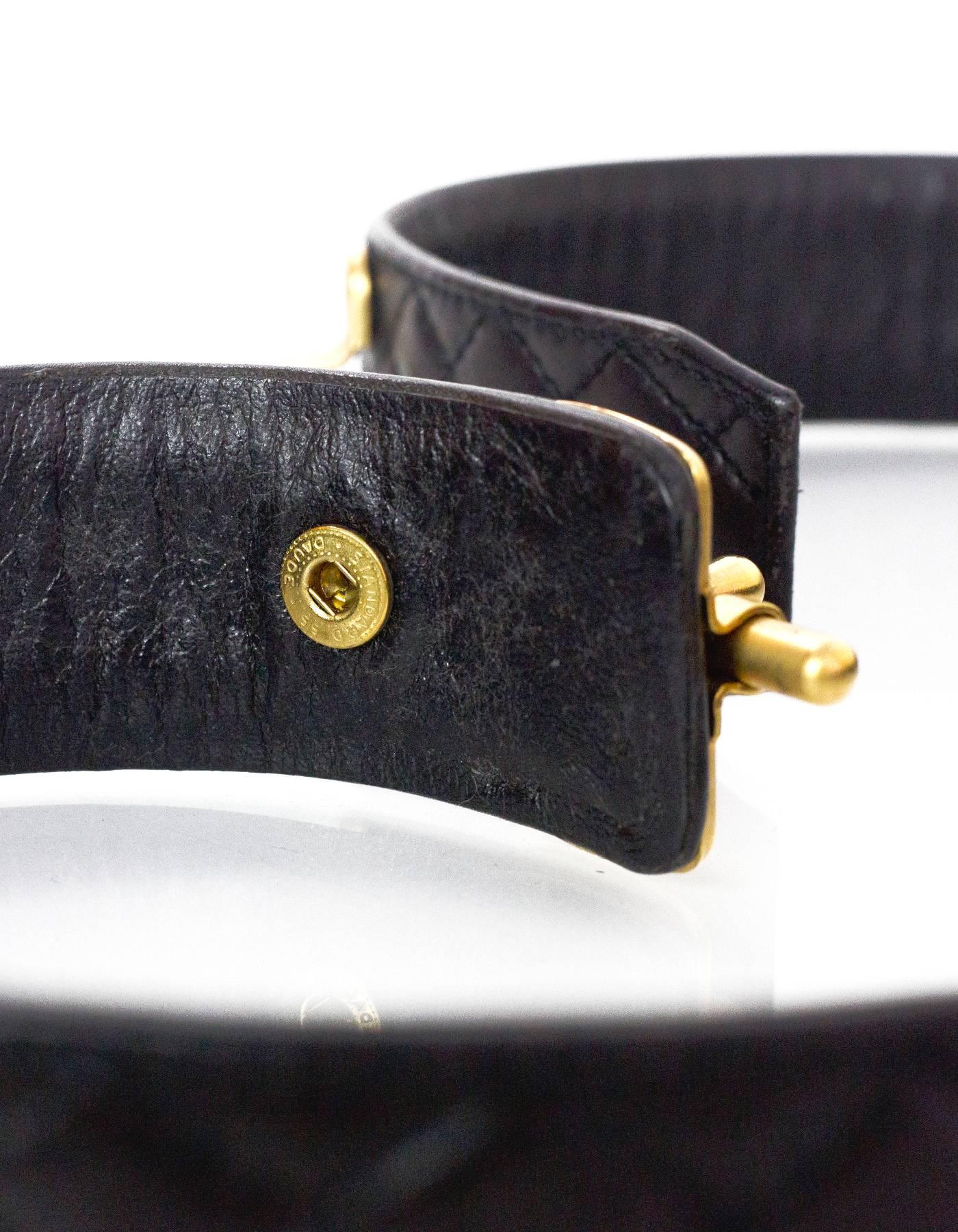 Women's Chanel Black Quilted Leather Belt w/ Lock Closure sz EU85