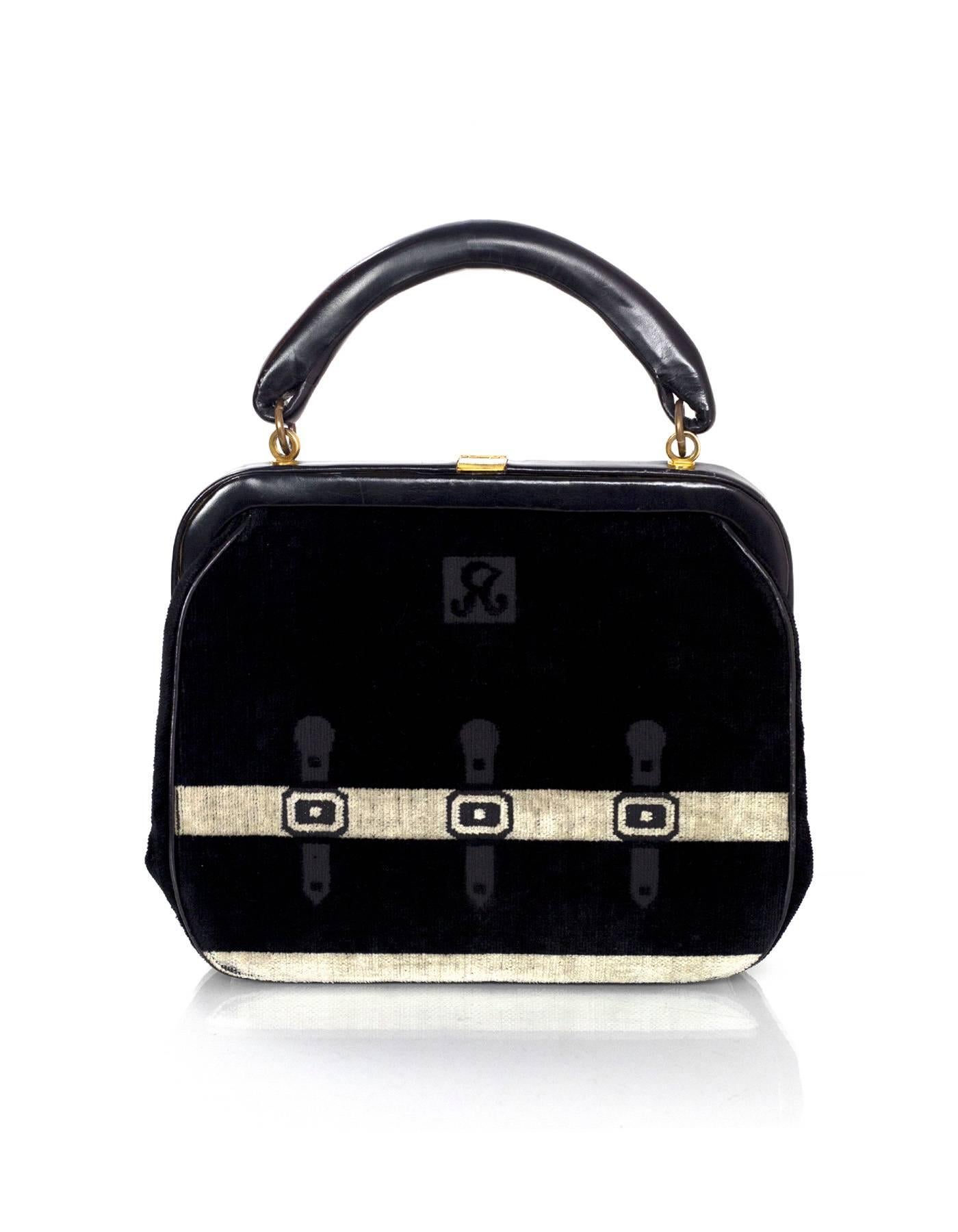 Roberta di Camerino Vintage Black Velvet Frame Bag In Excellent Condition In New York, NY