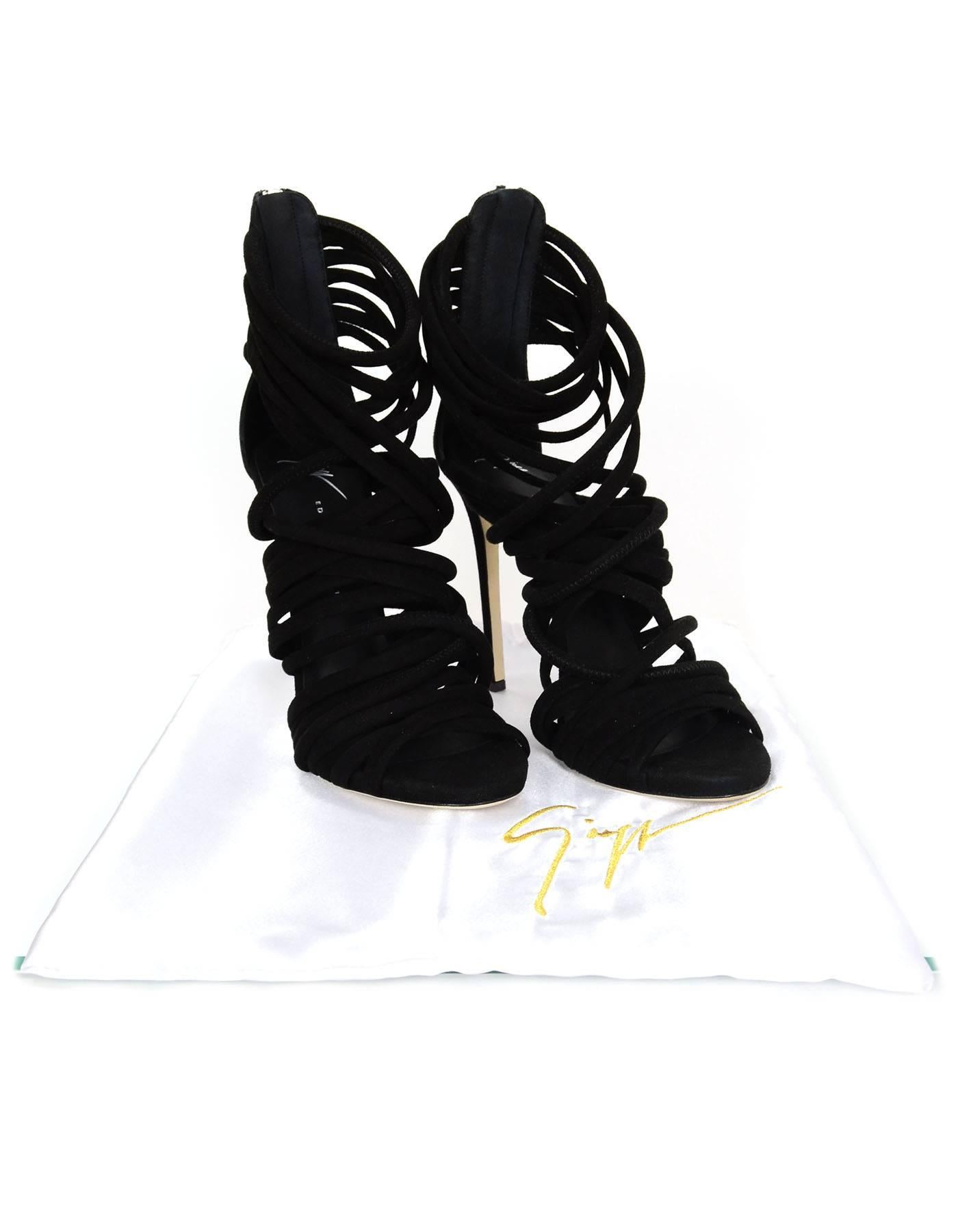 Giuseppe Zanotti Black Suede Cam Pallido Strappy Sandals sz 39.5 rt. $1, 150 2