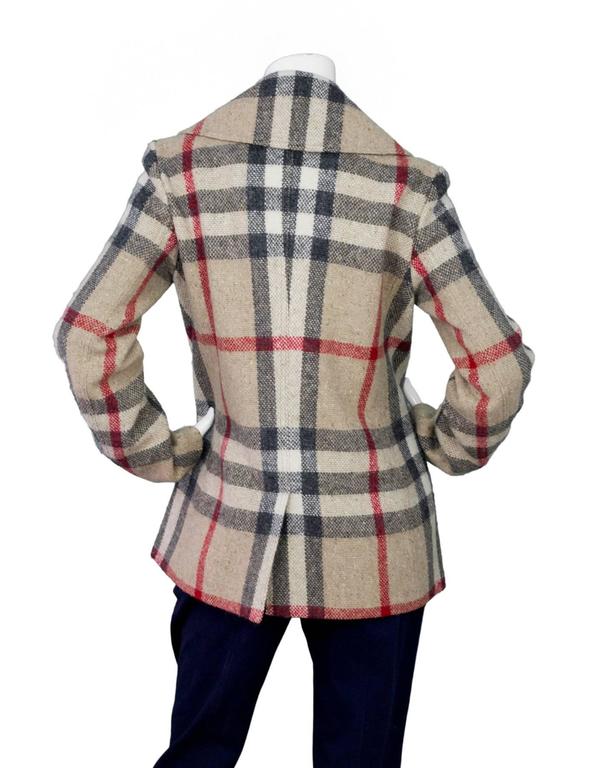 Burberry Brit Nova Plaid Double Breasted Wool Coat sz US8 For Sale at 1stDibs burberry plaid