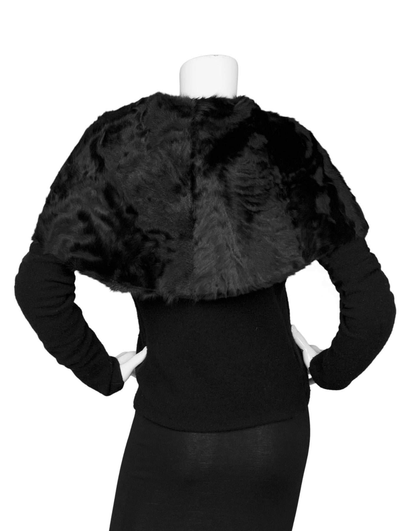 Ralph Lauren Black Cashmere & Fur Jacket sz S In Excellent Condition In New York, NY