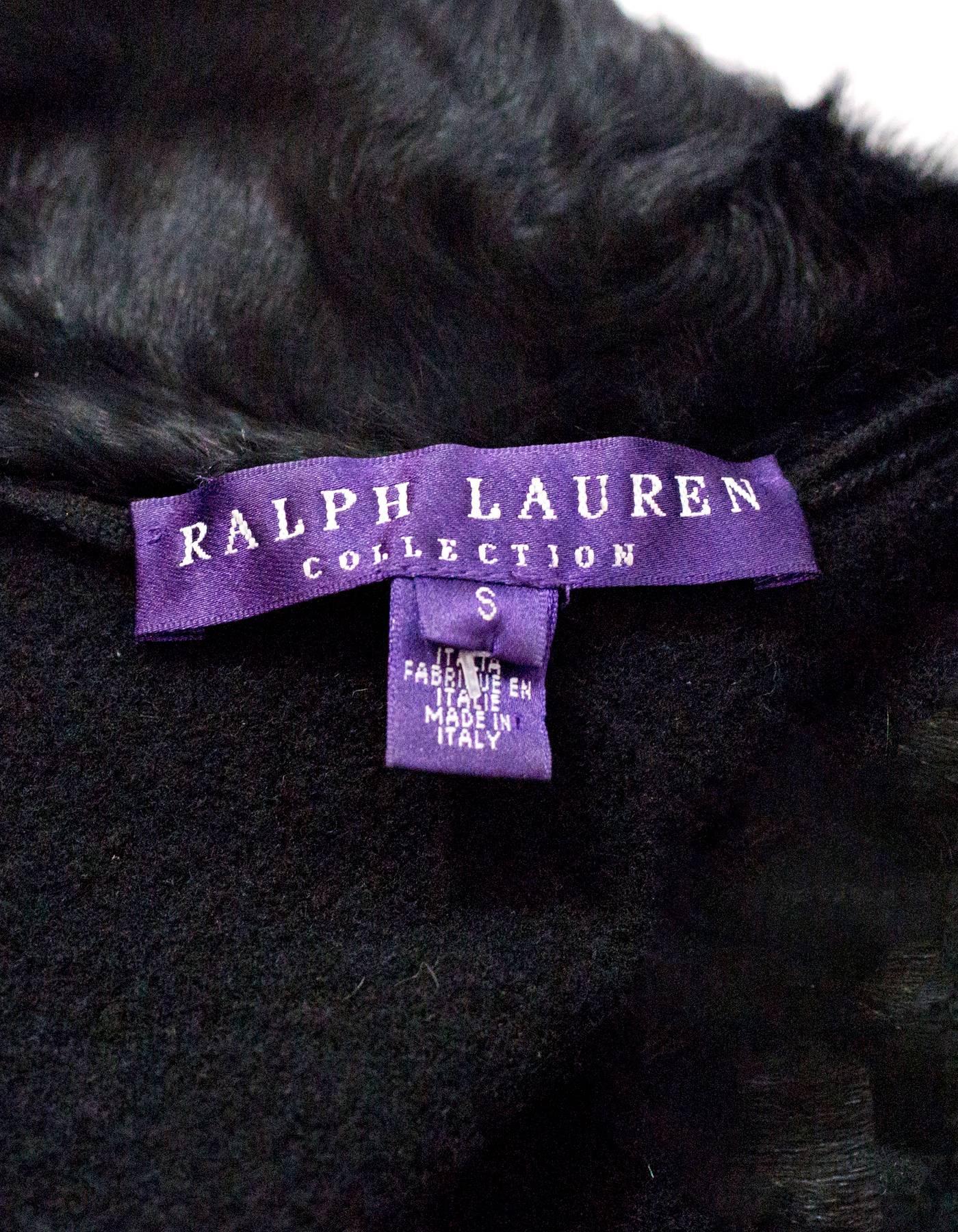 Ralph Lauren Black Cashmere & Fur Jacket sz S 1