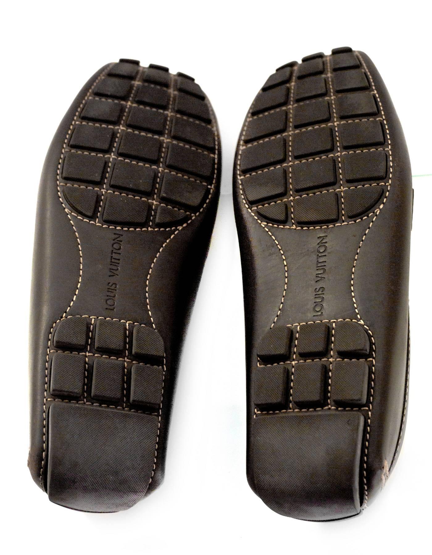 Louis Vuitton Men's Brown Leather Monte Carlo Car Shoes sz US12 In Excellent Condition In New York, NY