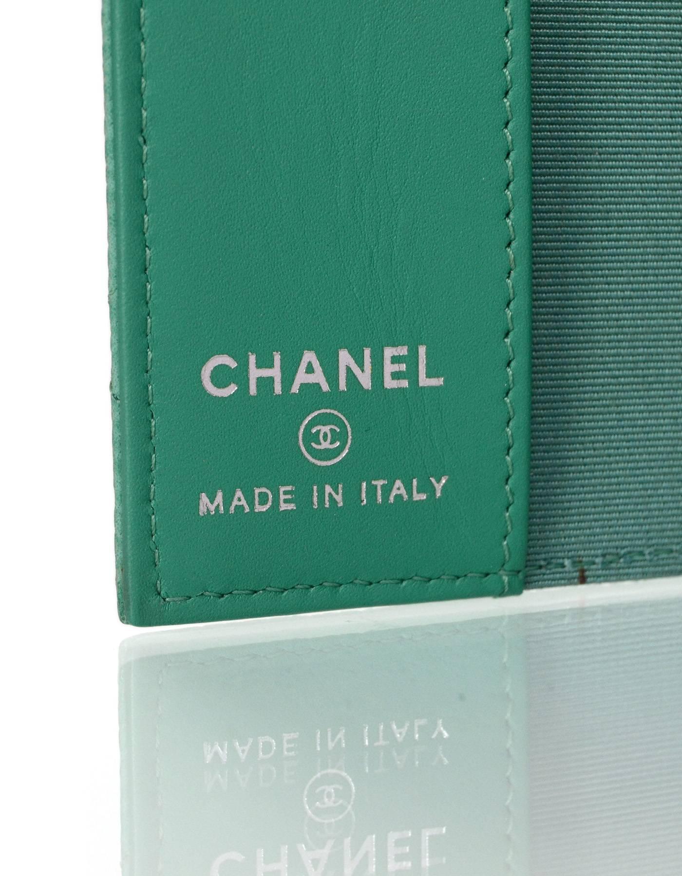 Women's Chanel Seafoam Green Iridescent Caviar Quilted Passport Holder