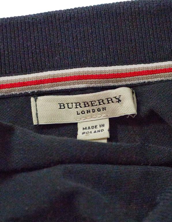 Burberry London Black Cotton Short Sleeve Polo sz S For Sale at 1stDibs