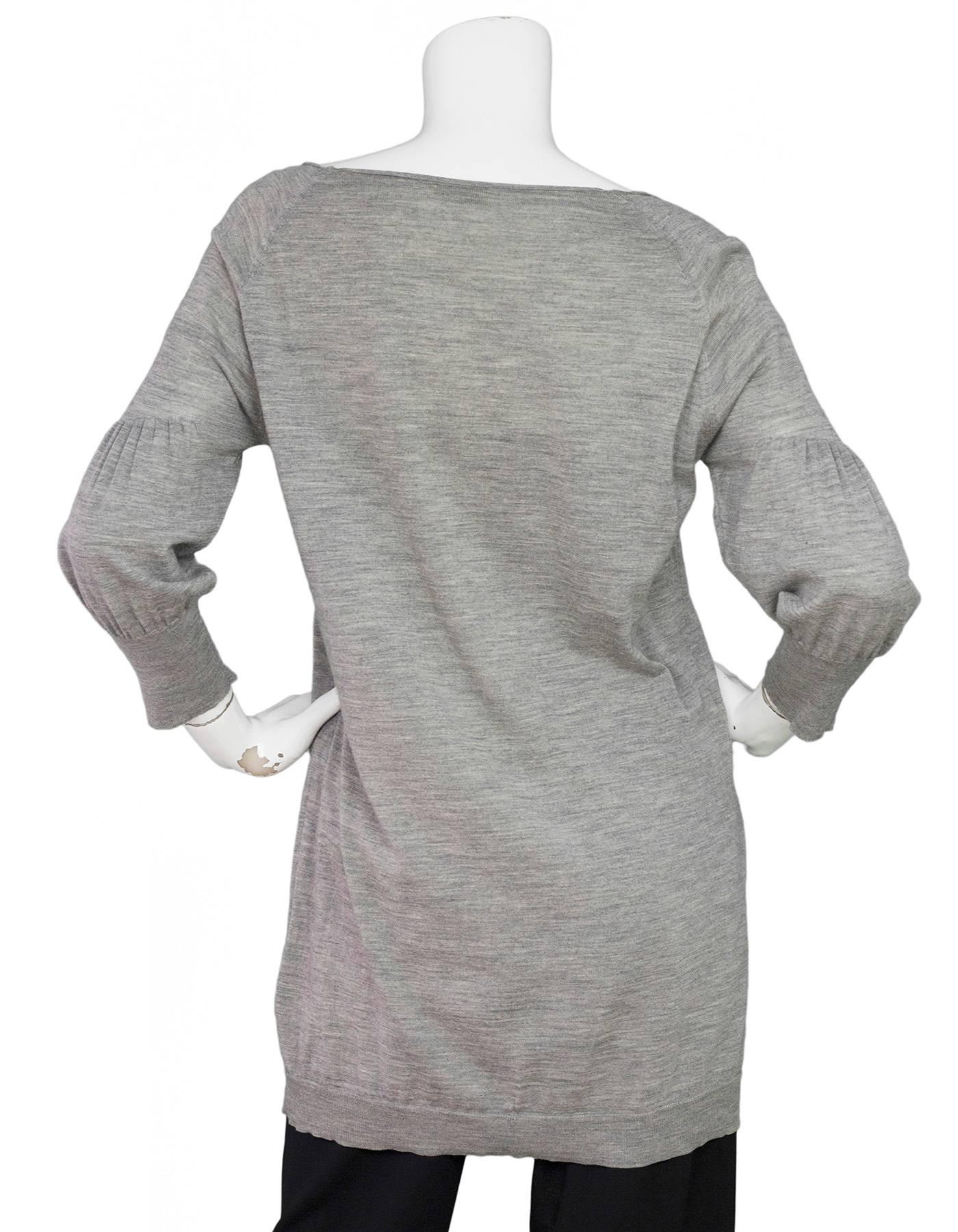 Miu Miu Grey Long Knit Tunic w/ Bow sz M/L In Excellent Condition In New York, NY