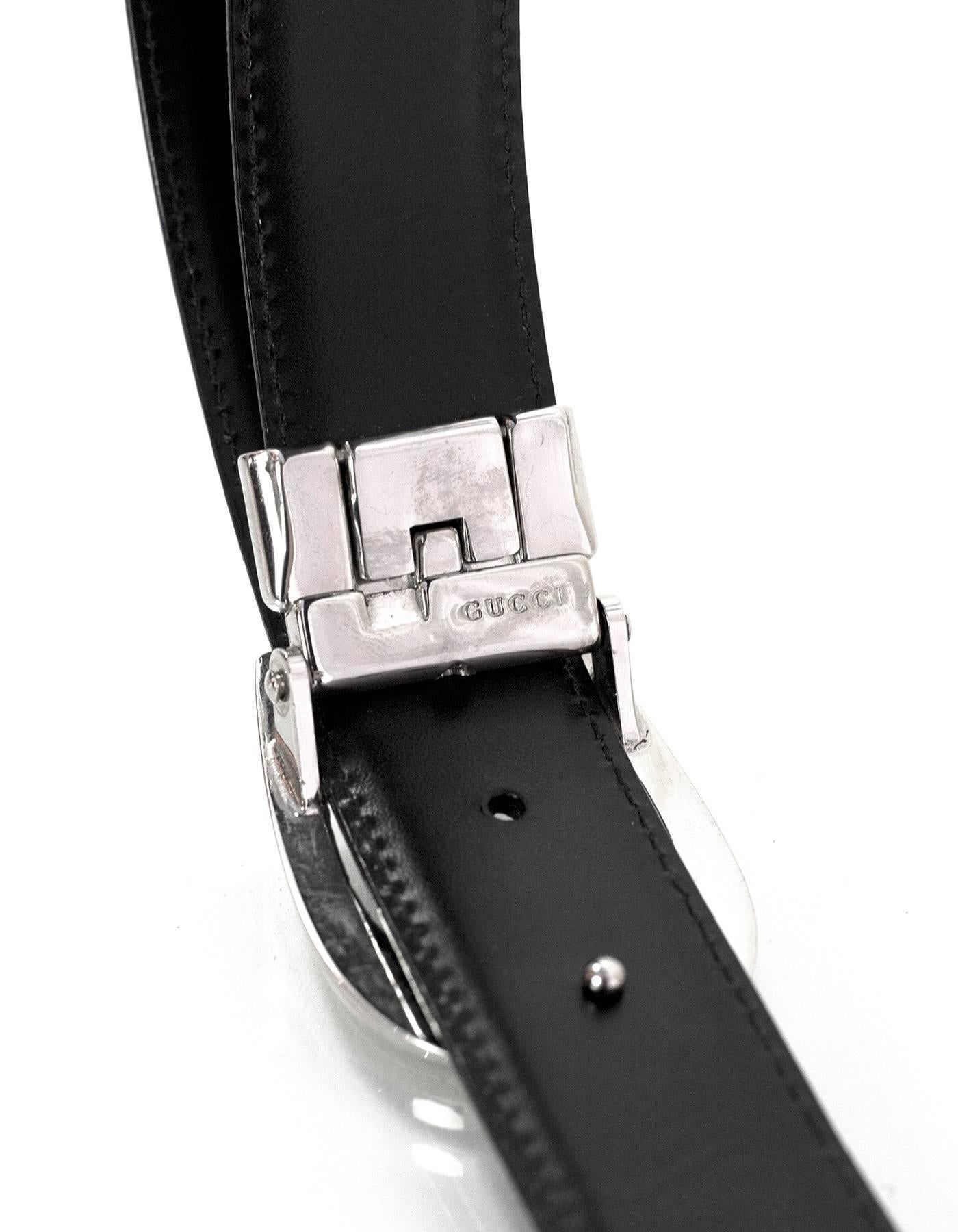 Gucci Black & Brown Leather Reversible Belt sz 85 1