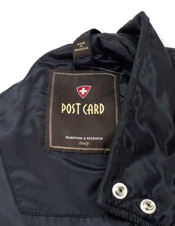 Postcard Black Nylon Quilted Jacket sz US8 For Sale at 1stDibs post