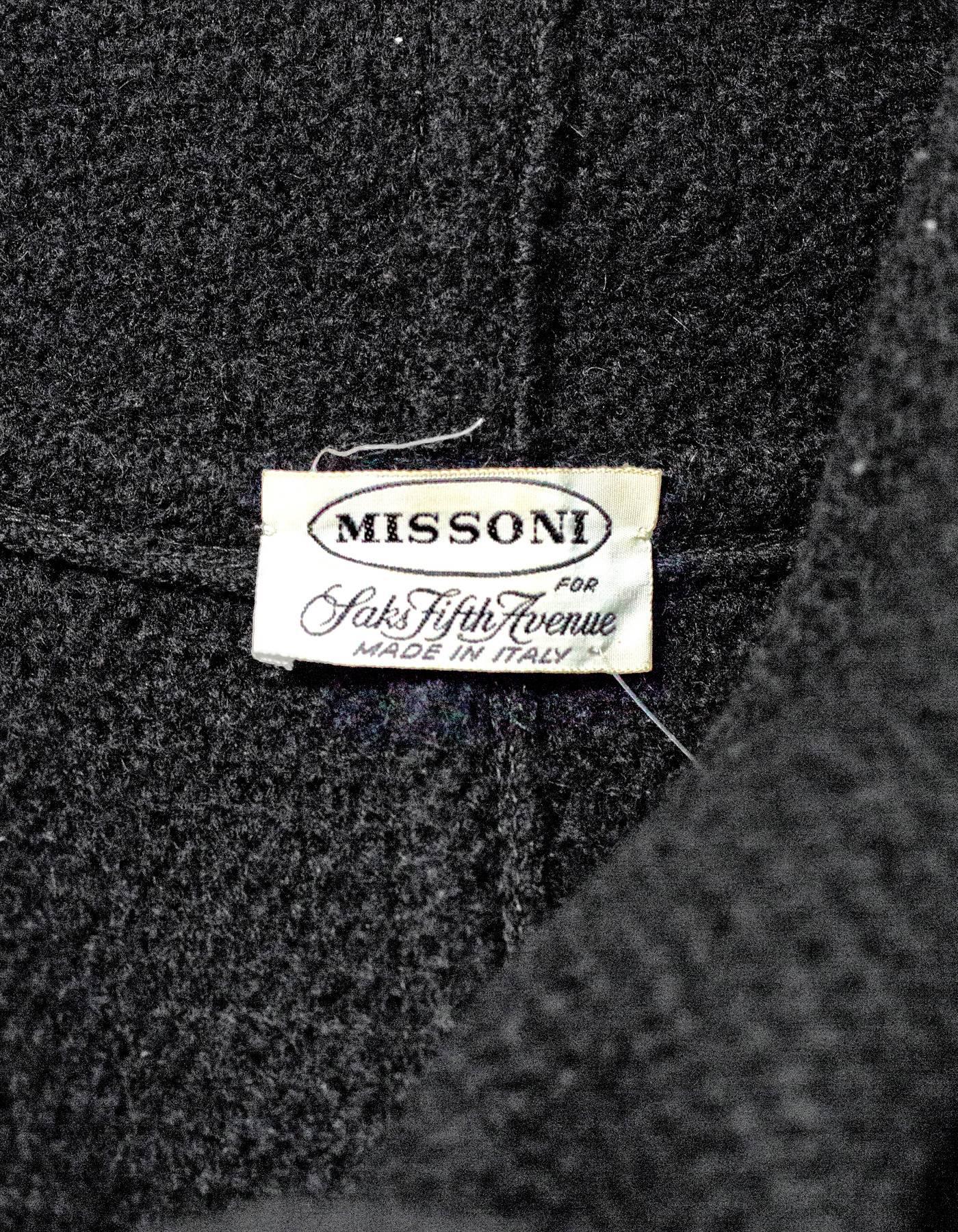 Missoni Vintage Black Wool Swing Coat  1