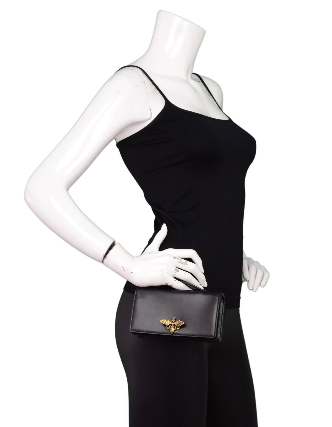 Christian Dior '17 Black Calfskin Bee Pouch Clutch Bag 2