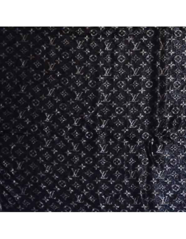 Louis Vuitton Black and Silver Lurex Monogram Shine Shawl Scarf For Sale at 1stdibs