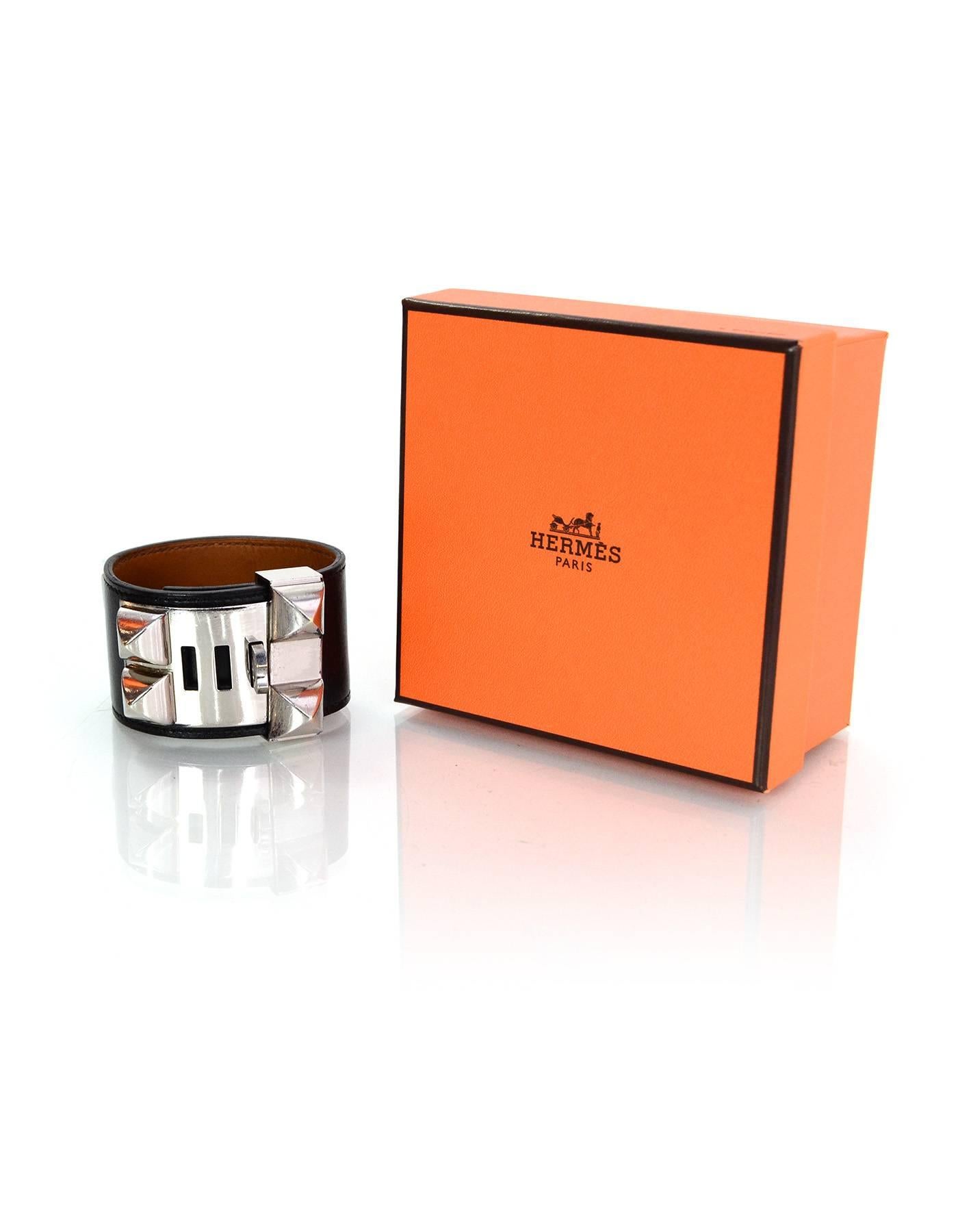 Hermes Black & Palladium Collier de Chien CDC Cudd Bracelet sz S  2