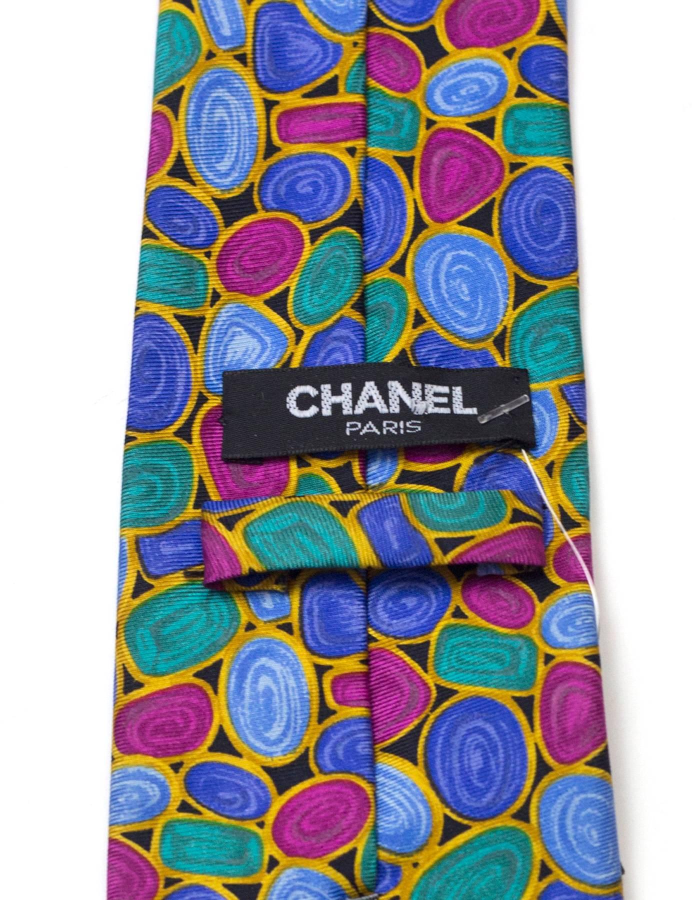 Chanel Multi-Color Jewel Print Silk Tie In Excellent Condition In New York, NY