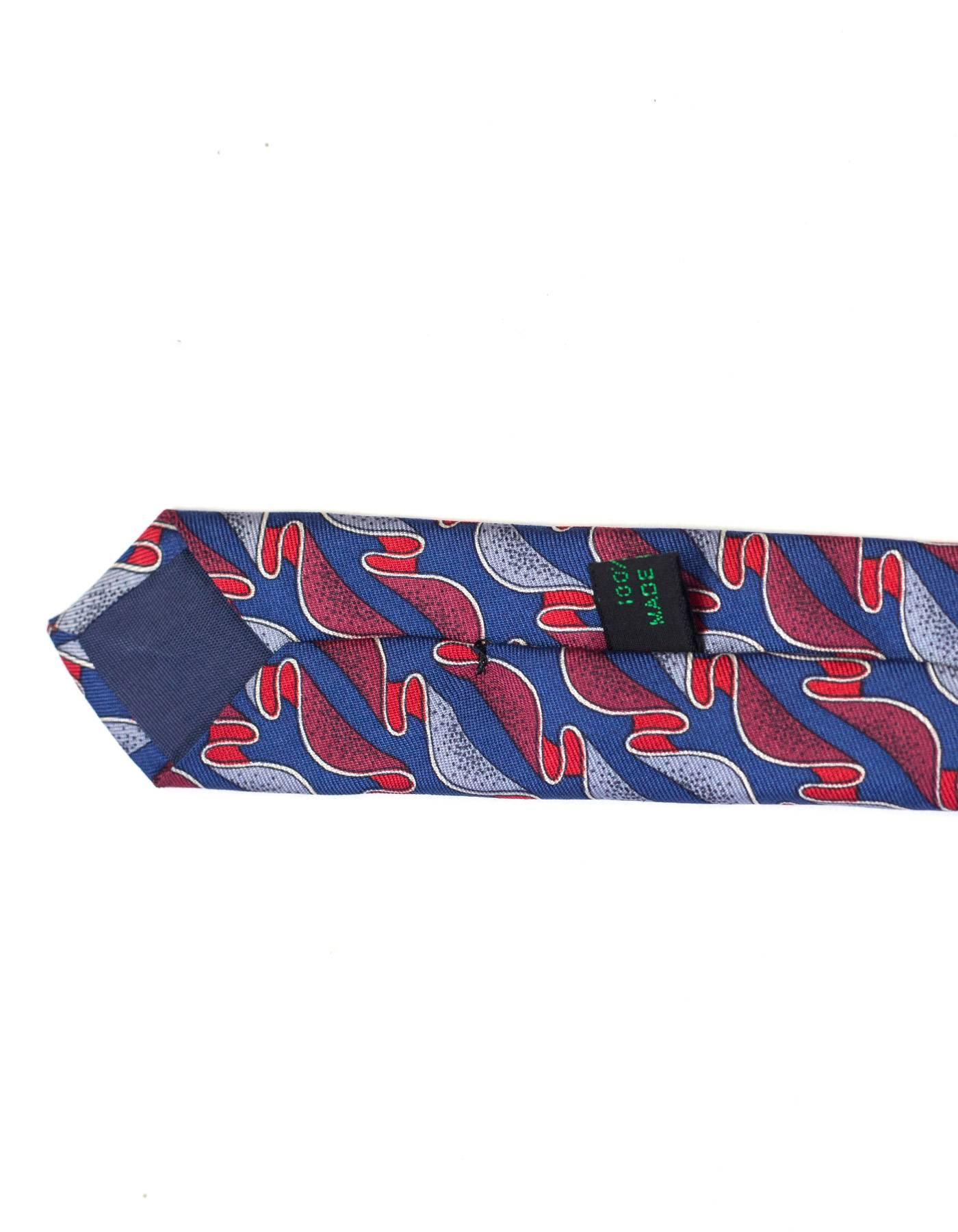 Gray Bottega Veneta Blue & Red Printed Silk Tie