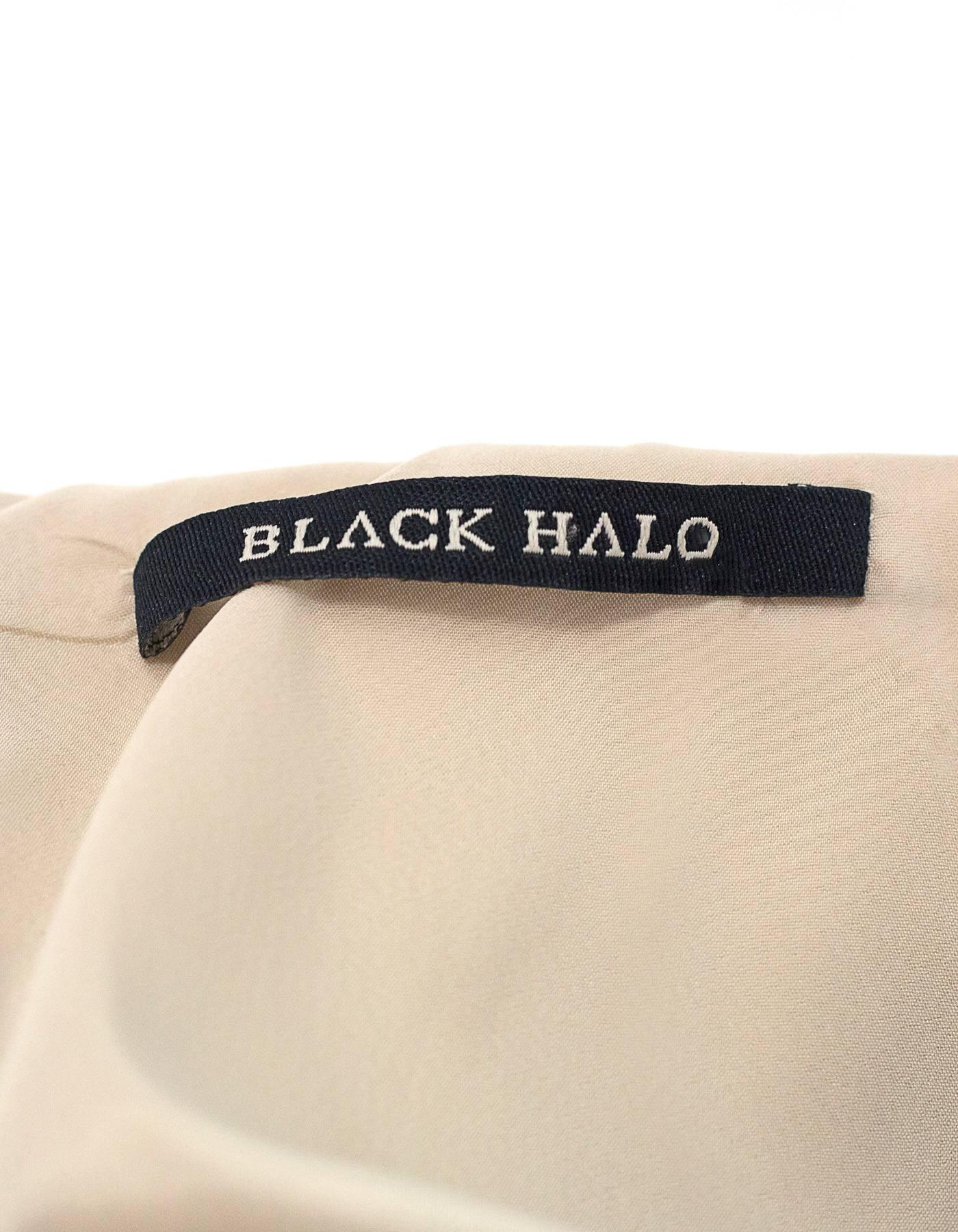 Women's Black Halo Beige Floral Print Sleeveless Dress sz US2