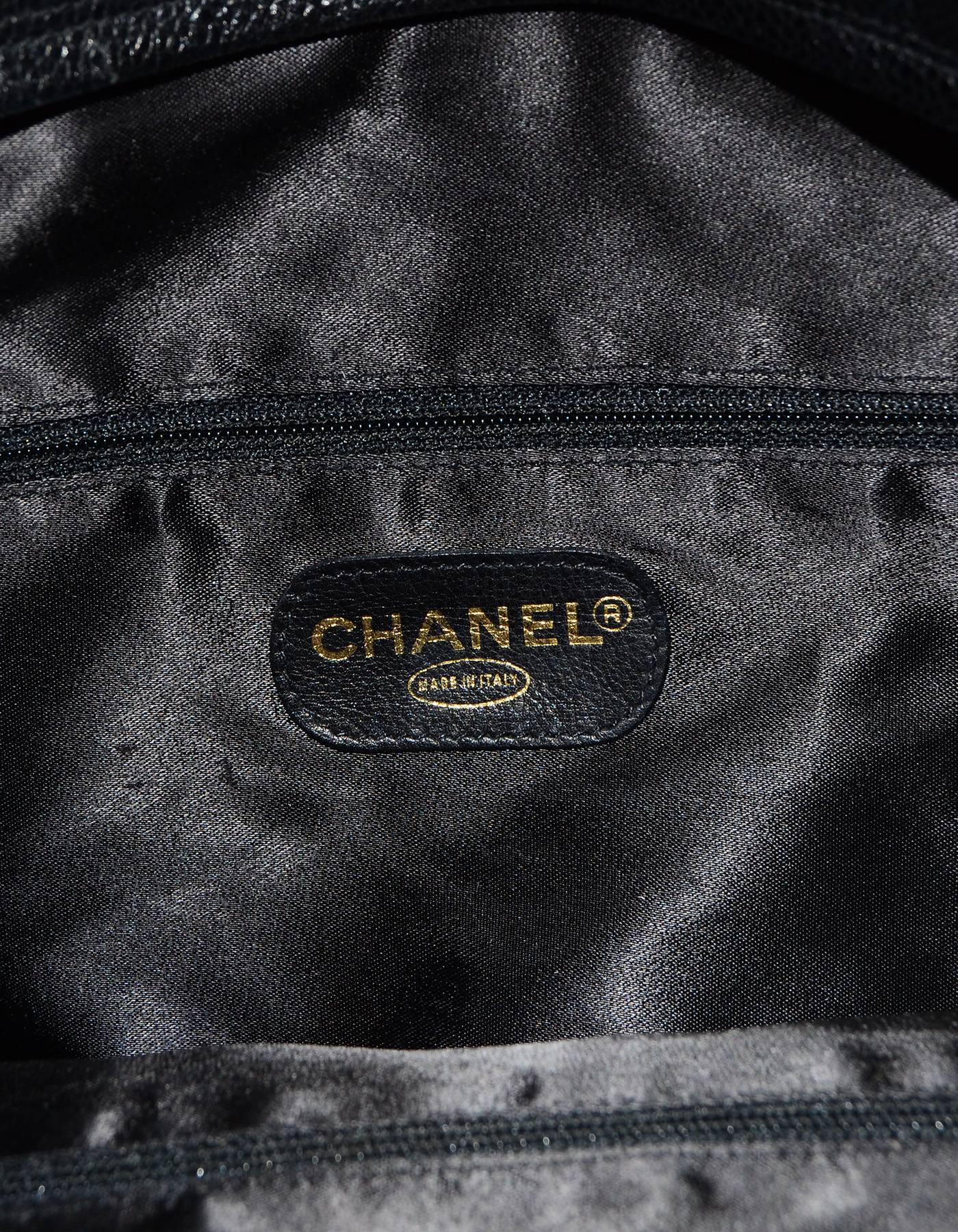 Chanel Black Caviar Leather Timeless CC Large Messenger Weekender Bag 3
