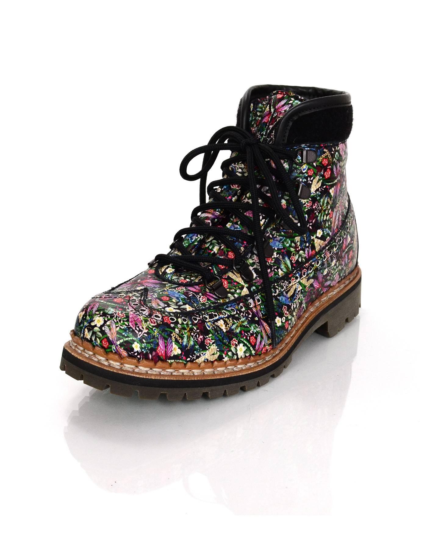 Tabitha Simmons Bexley Floral Print Combat Boots sz 38.5 at 1stDibs ...