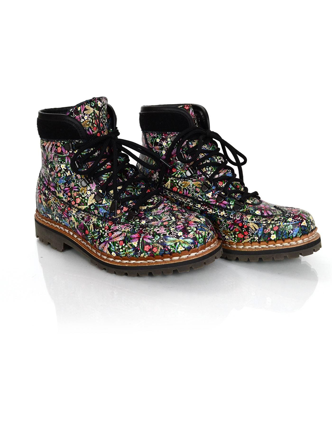 Tabitha Simmons Bexley Floral Print Combat Boots sz 38.5 at 1stDibs ...