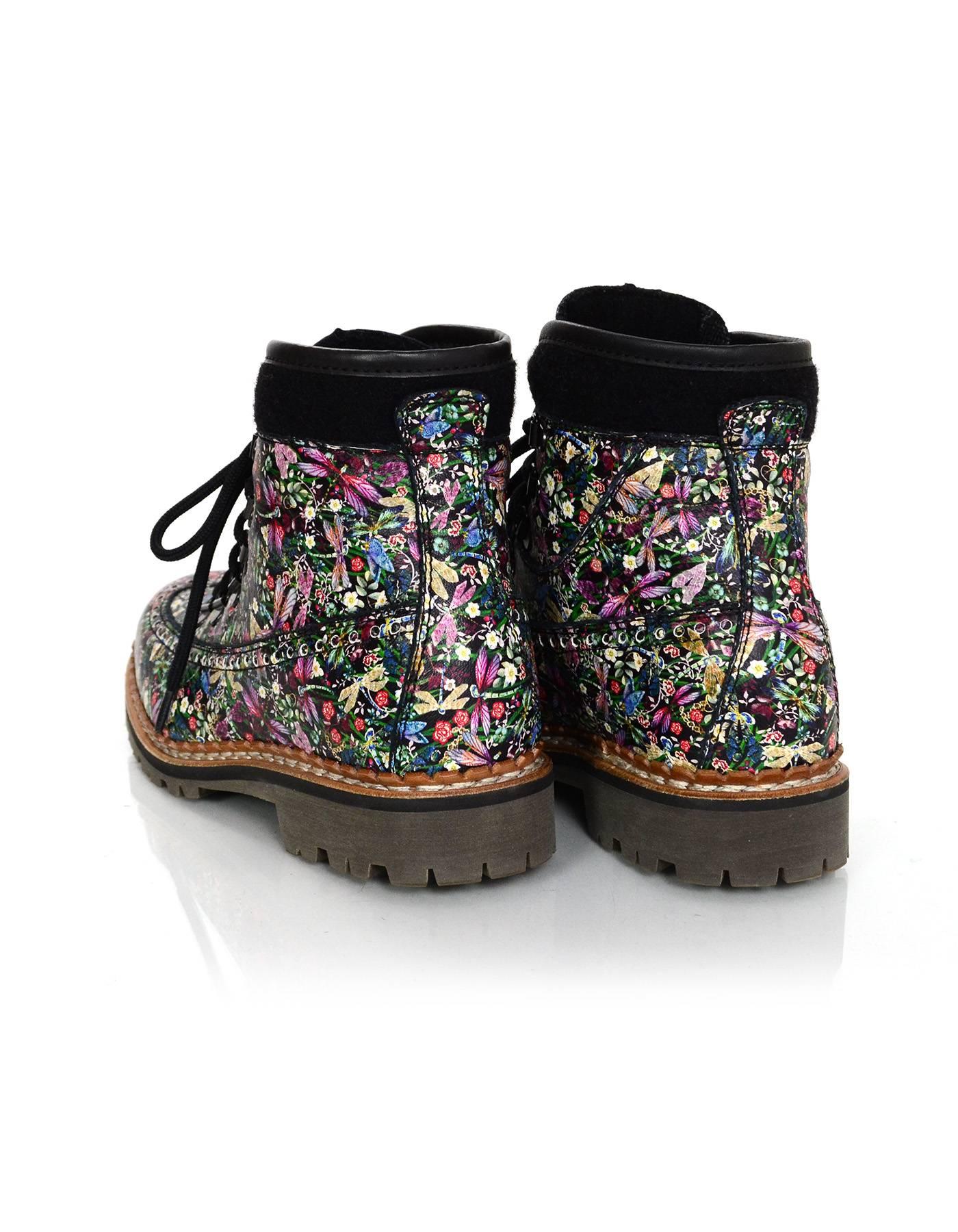 Tabitha Simmons Bexley Floral Print Combat Boots sz 38.5 at 1stDibs ...