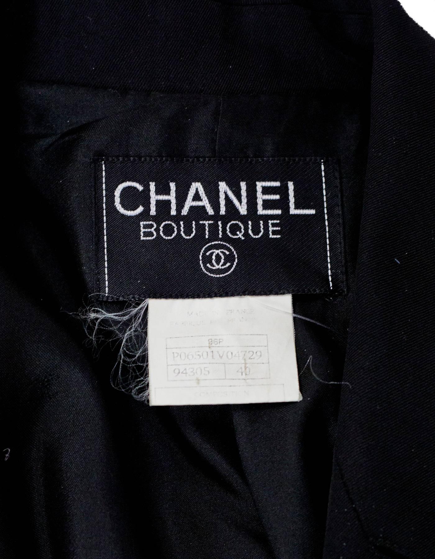 Chanel Black Open Front Trench Coat sz FR40 2