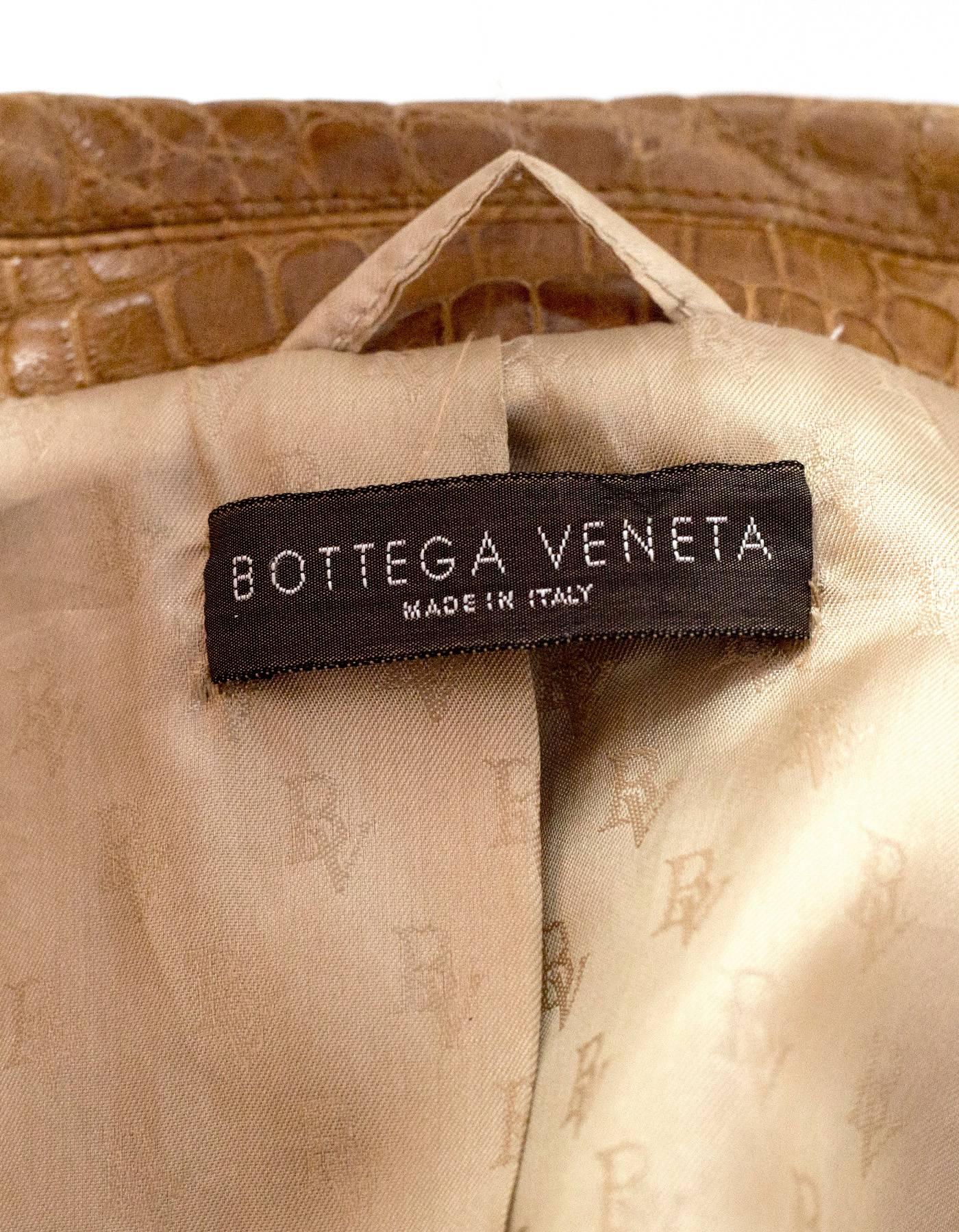 Bottega Veneta Tan Crocodile Jacket sz IT44 1
