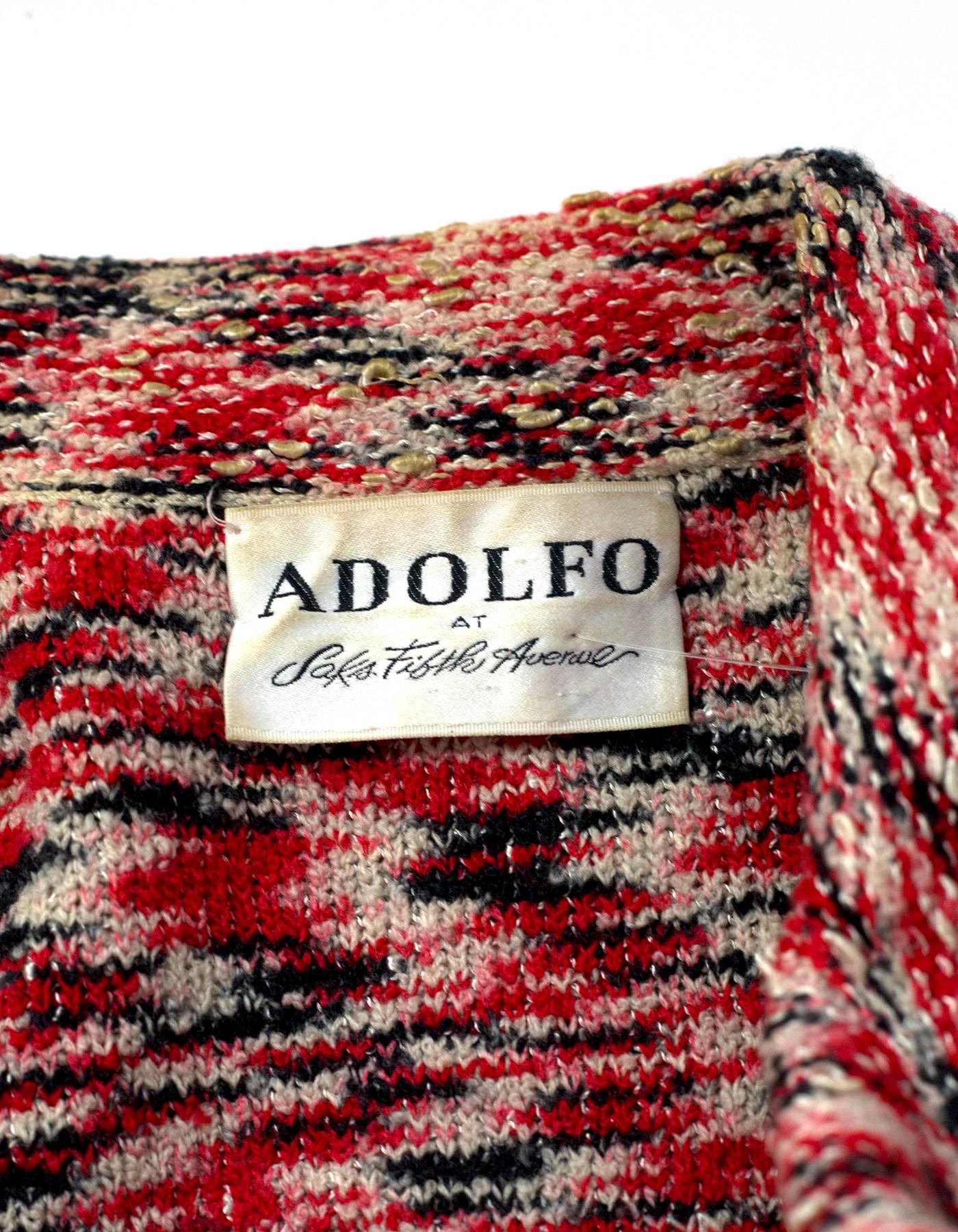 Adolfo Multi-Colored Tweed & Silk Jacket In Excellent Condition In New York, NY
