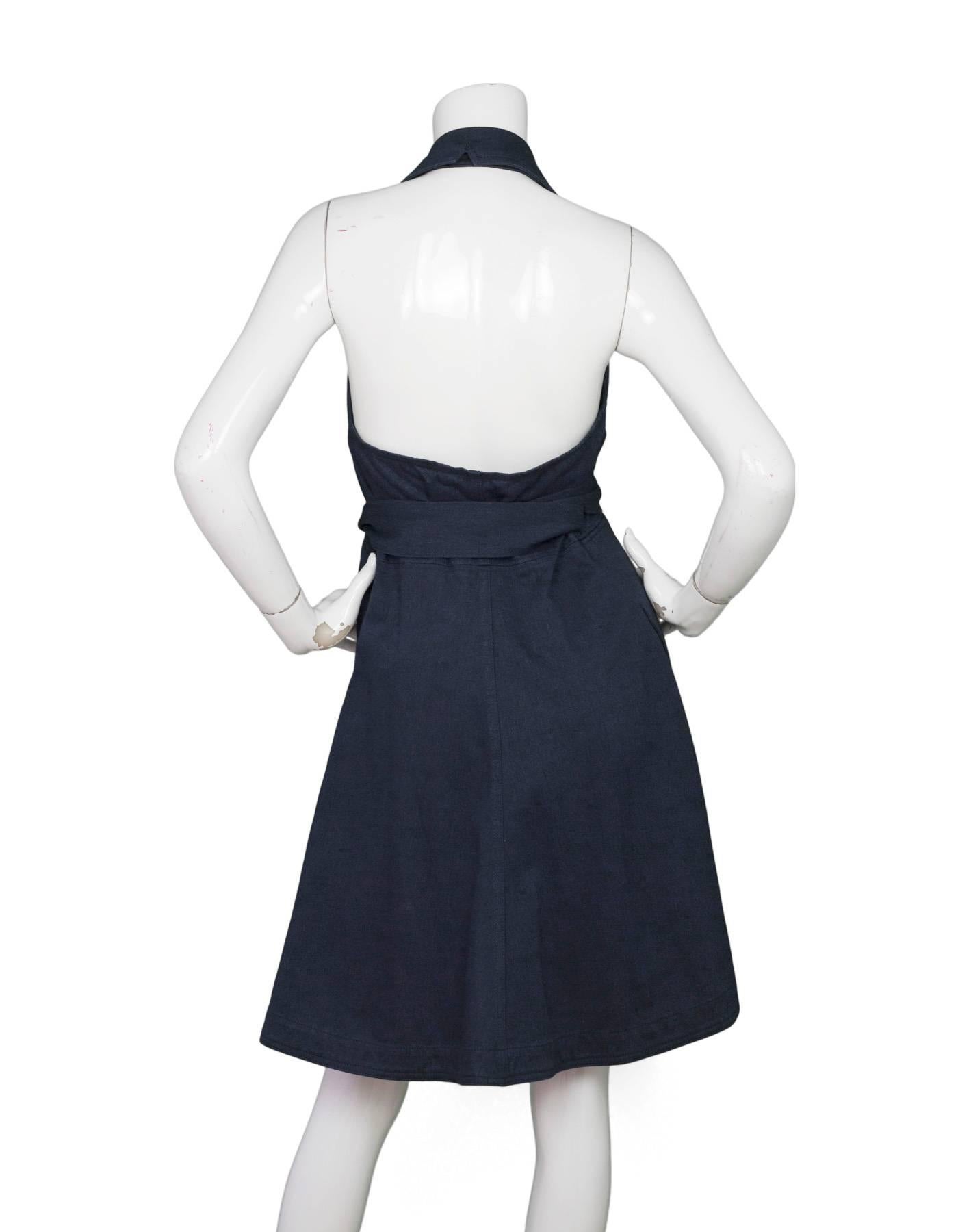 Black DVF NEW Blue Denim Halter Wrap Dress sz US6 rt. $450