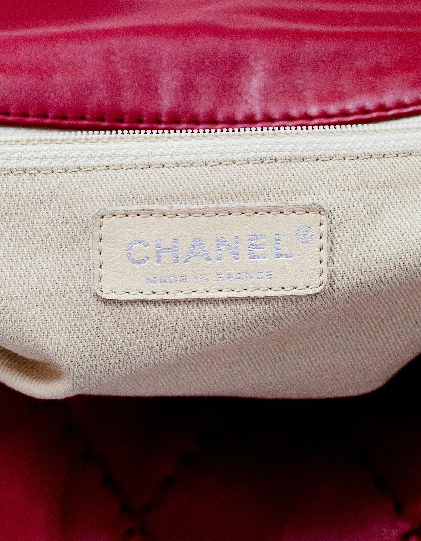 Women's Chanel Red Expandable Ligne Quilted Zipper Flap Bag