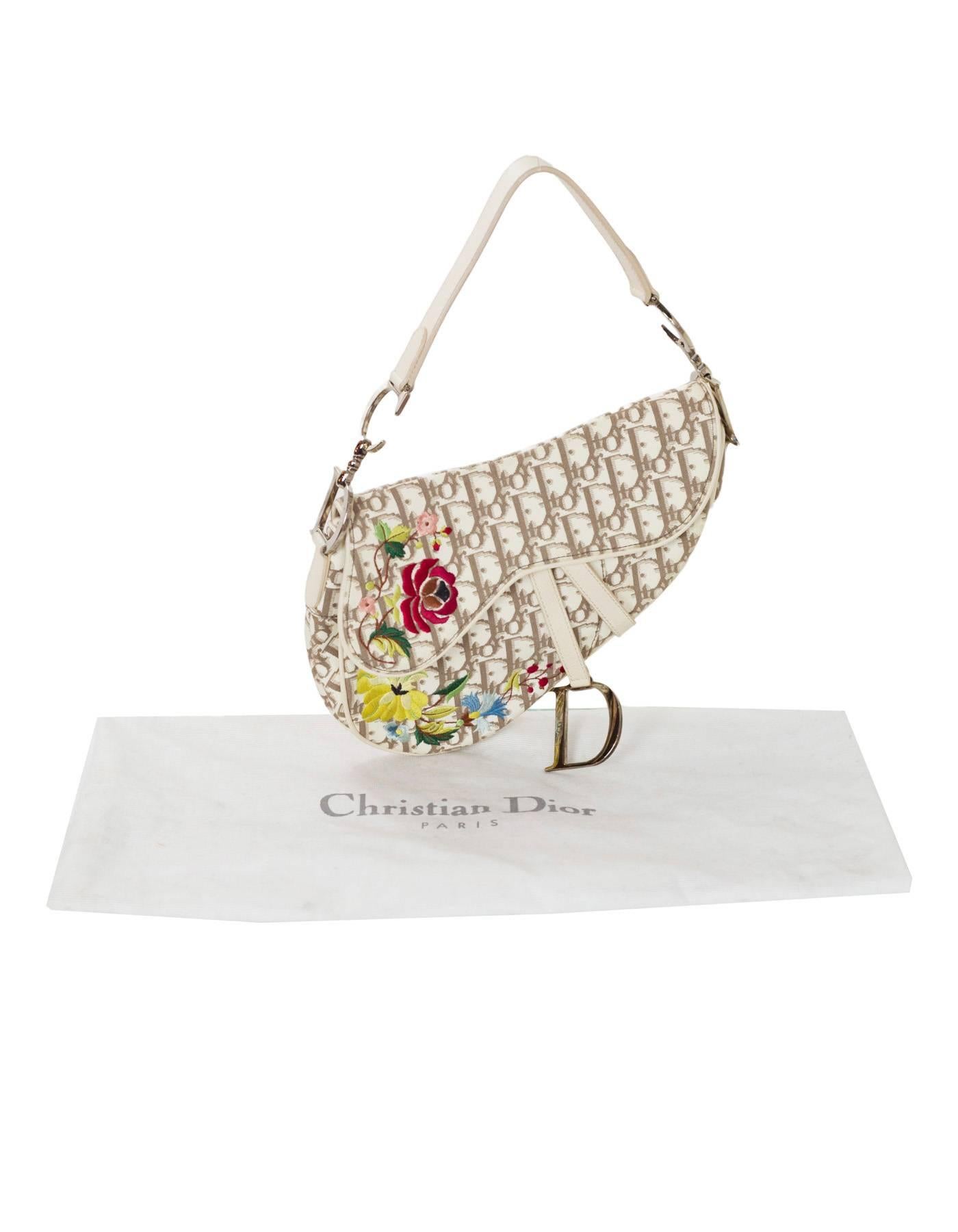 Christian Dior Beige Monogram Embroidered Saddle Bag 2