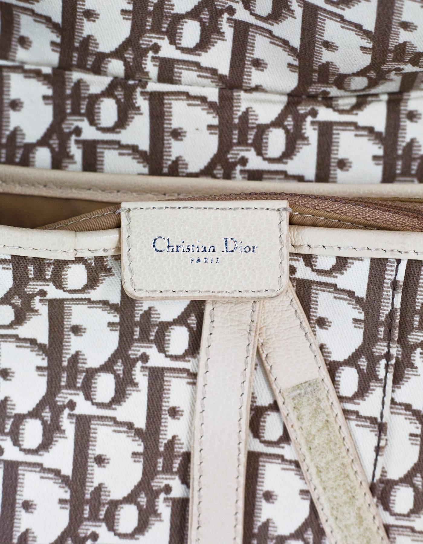 Women's Christian Dior Beige Monogram Embroidered Saddle Bag