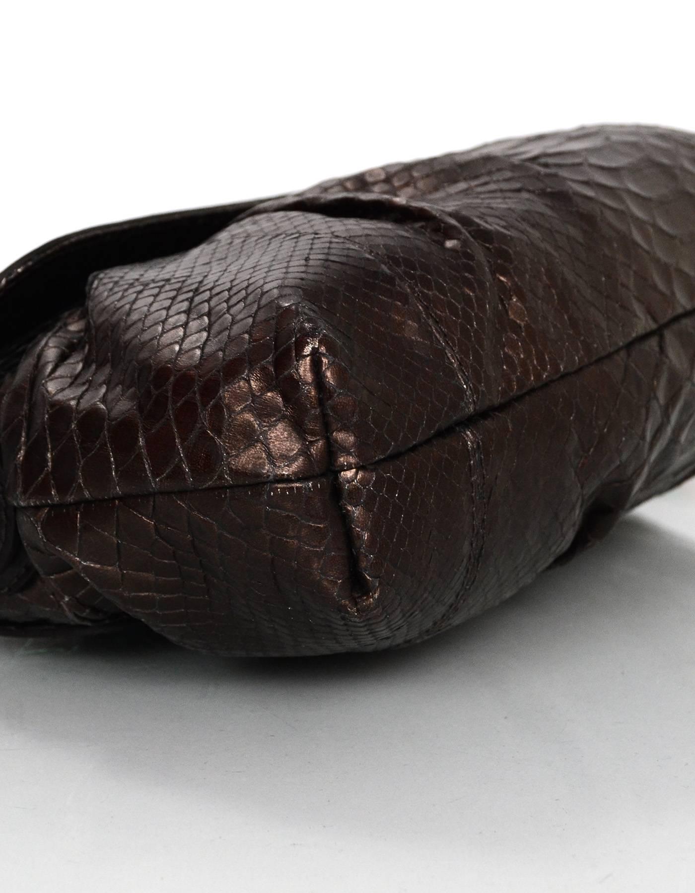 Black Fendi Bronze Python Chef Baguette Flap Bag rt. $1, 500