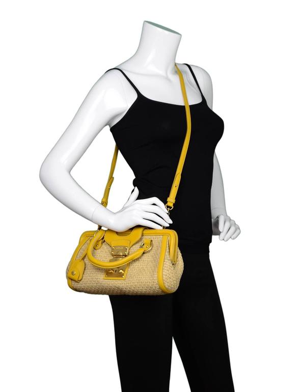 Miu Miu Yellow Leather and Beige Raffia Frame Bag w/ Crossbody Strap ...
