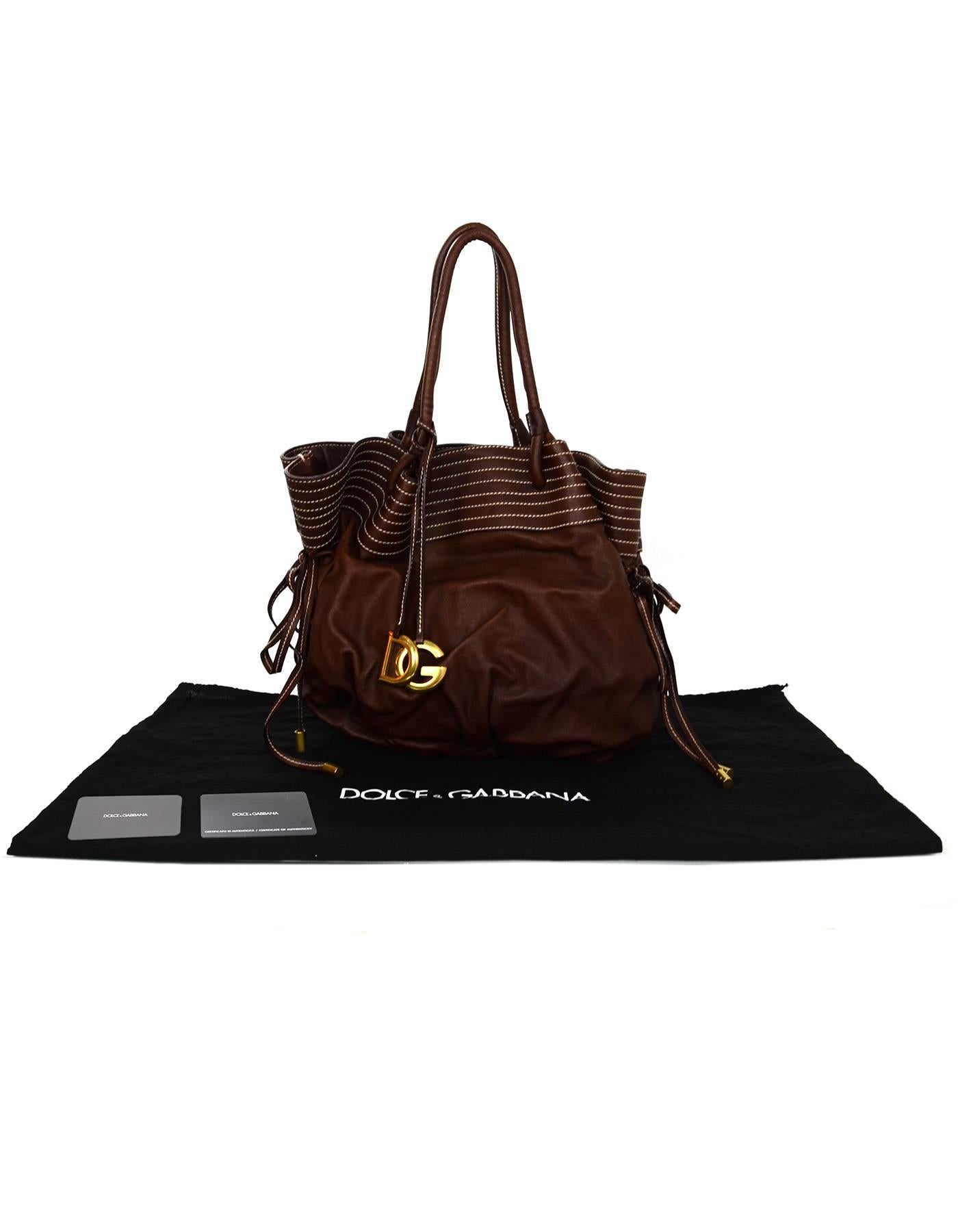 Dolce & Gabbana NEW Brown Leather Drawstring Bag rt. $1, 450 3