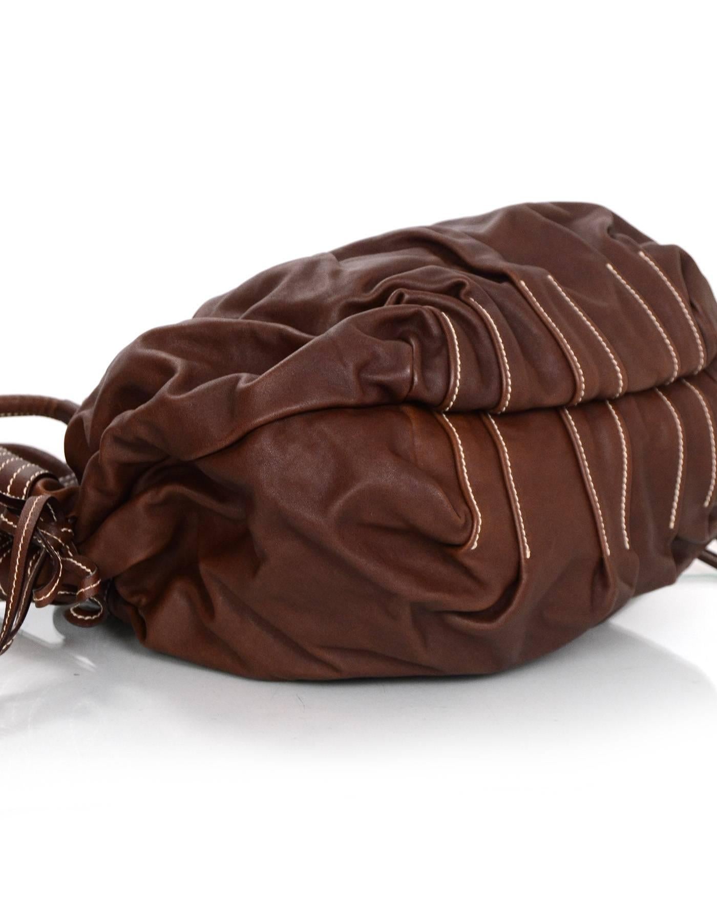 Dolce & Gabbana NEW Brown Leather Drawstring Bag rt. $1, 450 In Excellent Condition In New York, NY