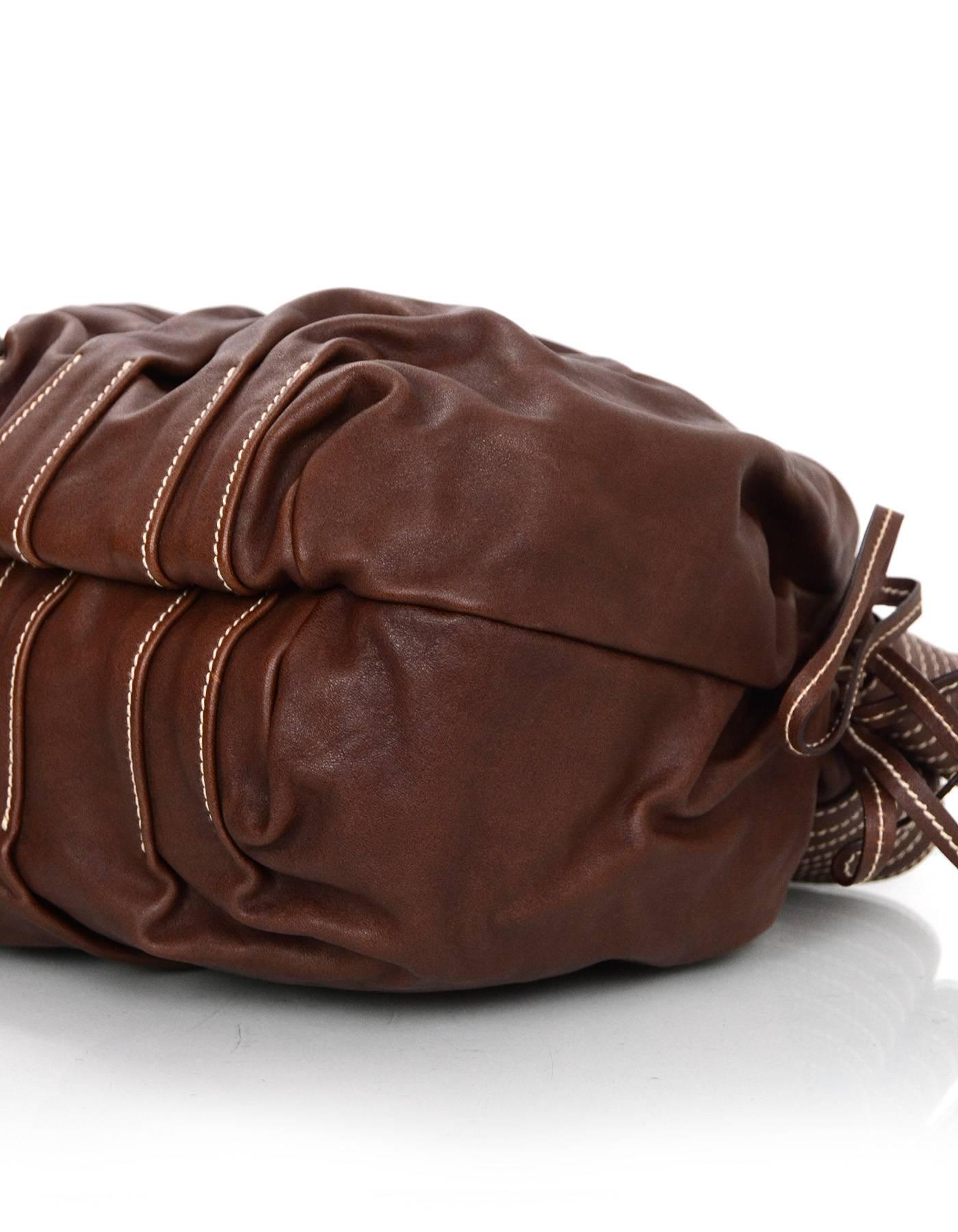 Women's Dolce & Gabbana NEW Brown Leather Drawstring Bag rt. $1, 450