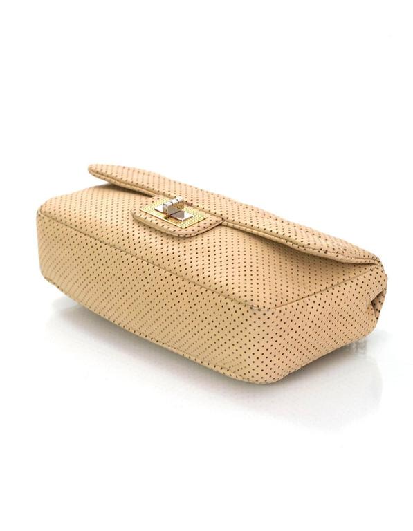 Chanel Beige Leather Perforated Drill Flap Bag For Sale at 1stDibs