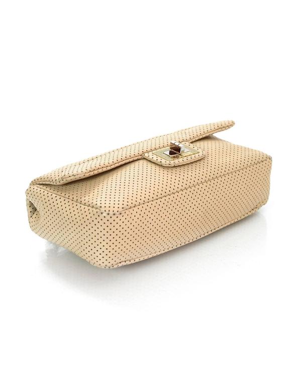 Chanel Beige Leather Perforated Drill Flap Bag For Sale at 1stDibs